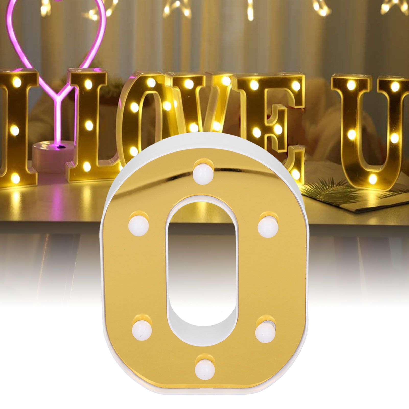 Gold Letter O Sign Lamp LED Alphabet Lamp for Bedroom Wedding Birthday Party view 12