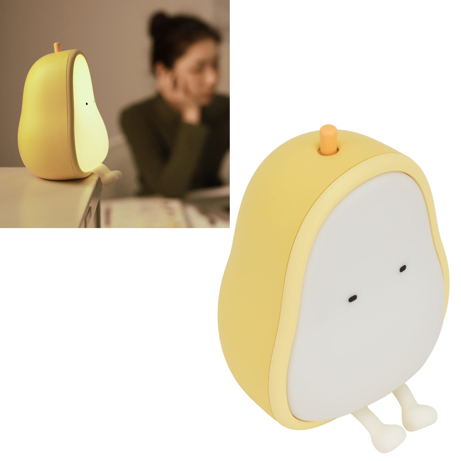 LED Night Light Cartoon Pear Shaped Nightlights Silicone Night Lamp Bedroom view 12