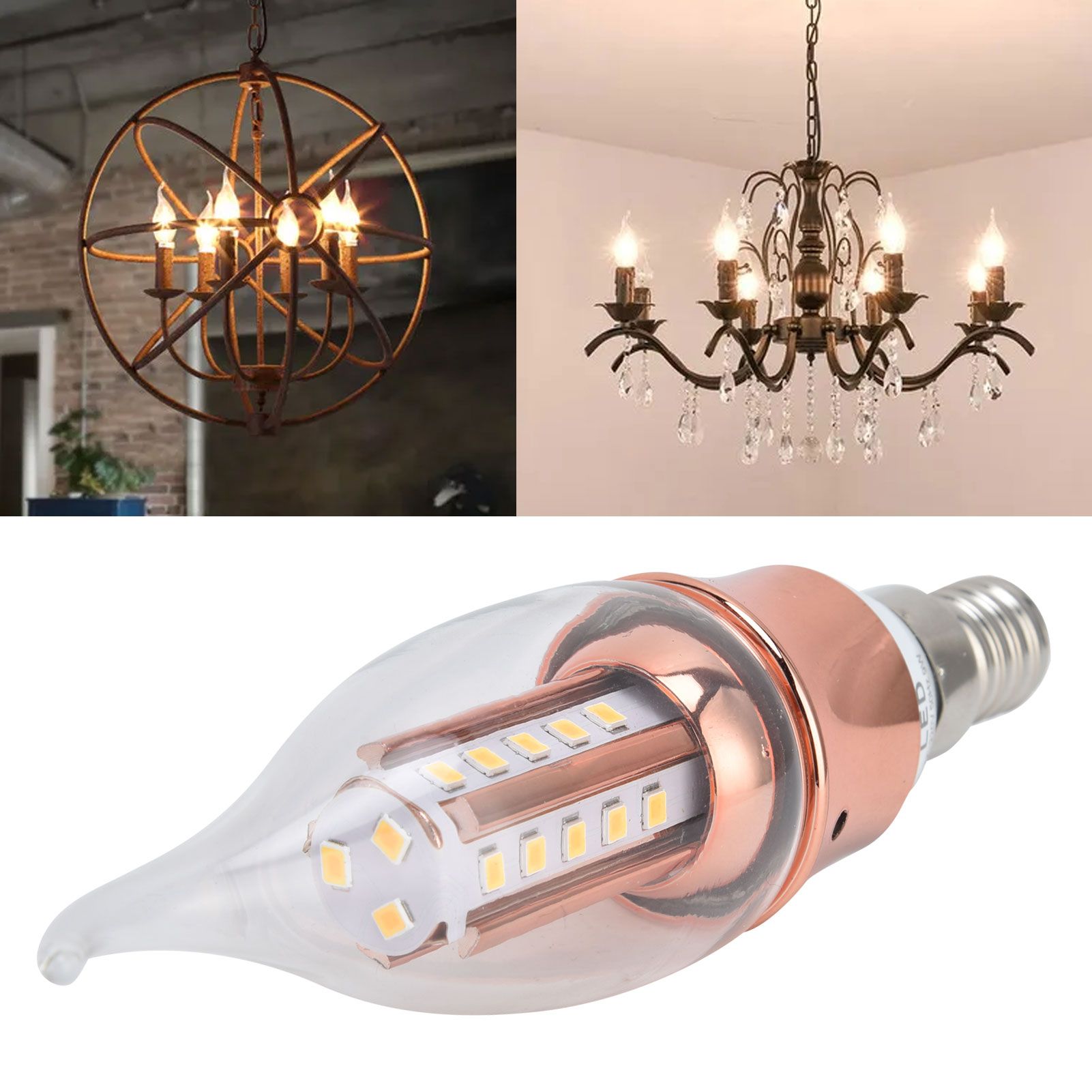 E14 Lamp Bulb Crystal Chandelier 9W LED Candle Bulb for Home Living Room Warm view 11