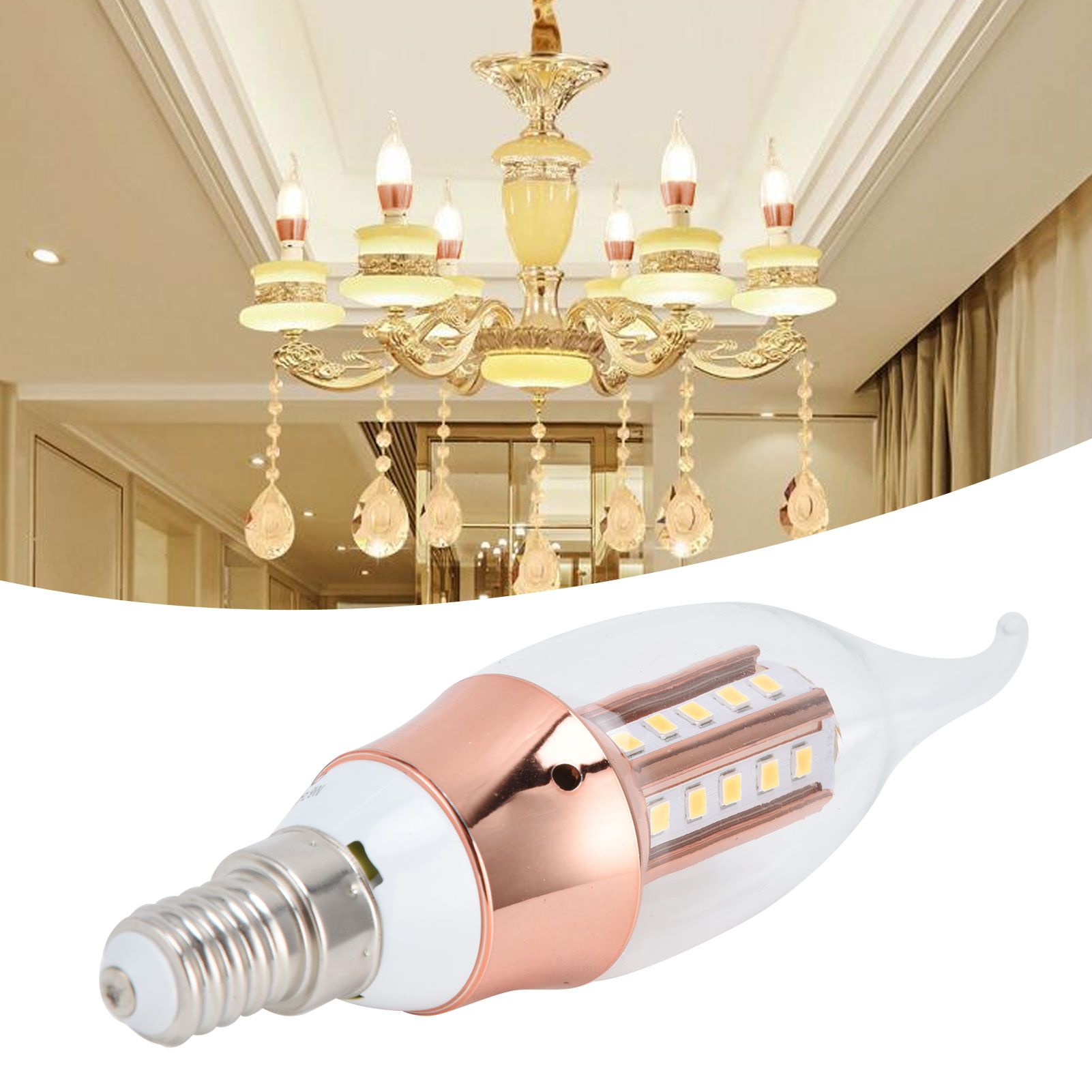 E14 Lamp Bulb Crystal Chandelier 9W LED Candle Bulb for Home Living Room Warm view 12