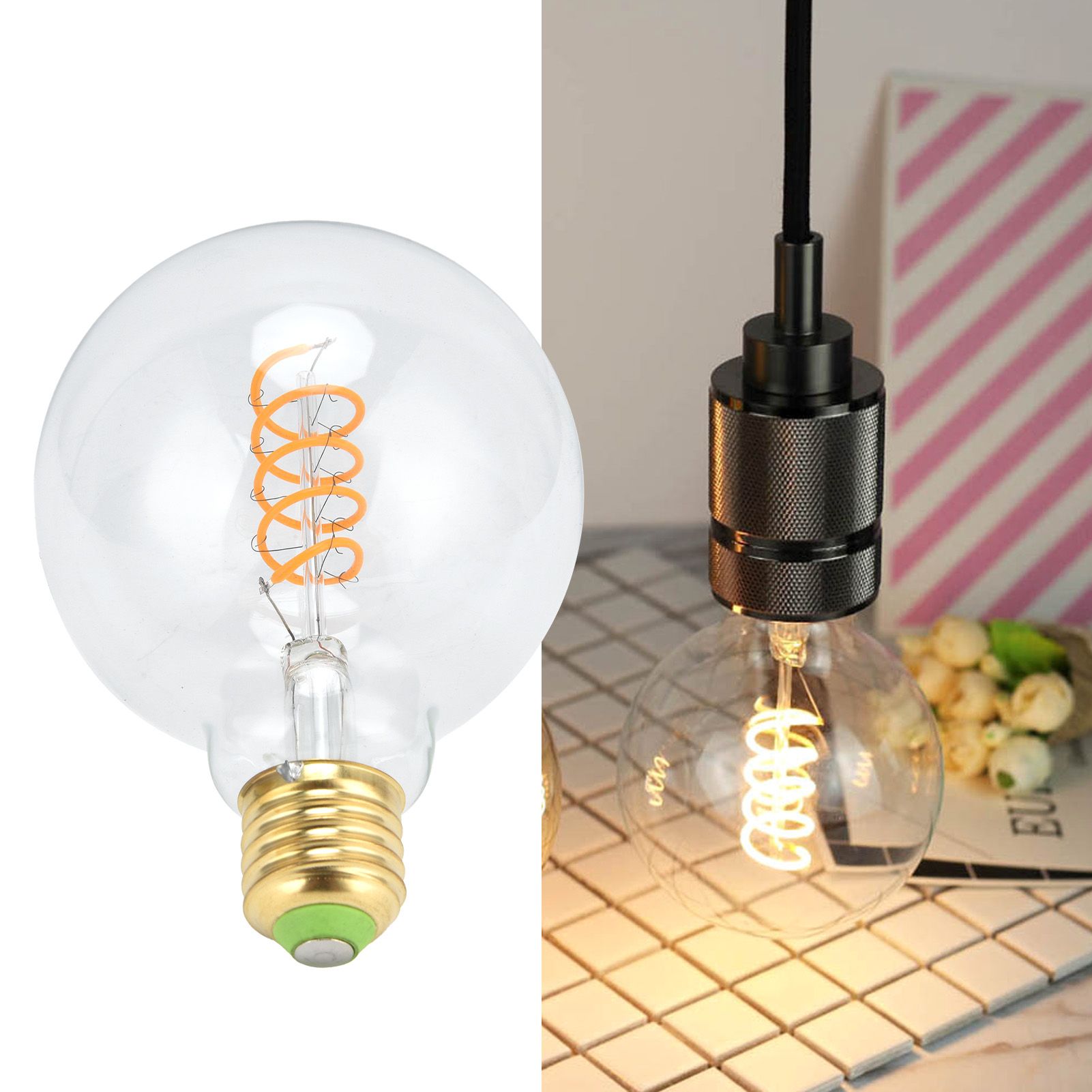 G95 LED Single Spiral Flexible Filament Light Bulb 27 4W 110V Retro Bulb for view 12