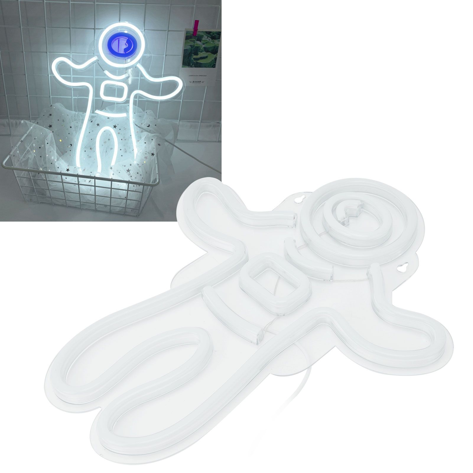 LED Astronaut Neon Light USB Powered Transparent Backboard Lamp for Birthday Home view 12
