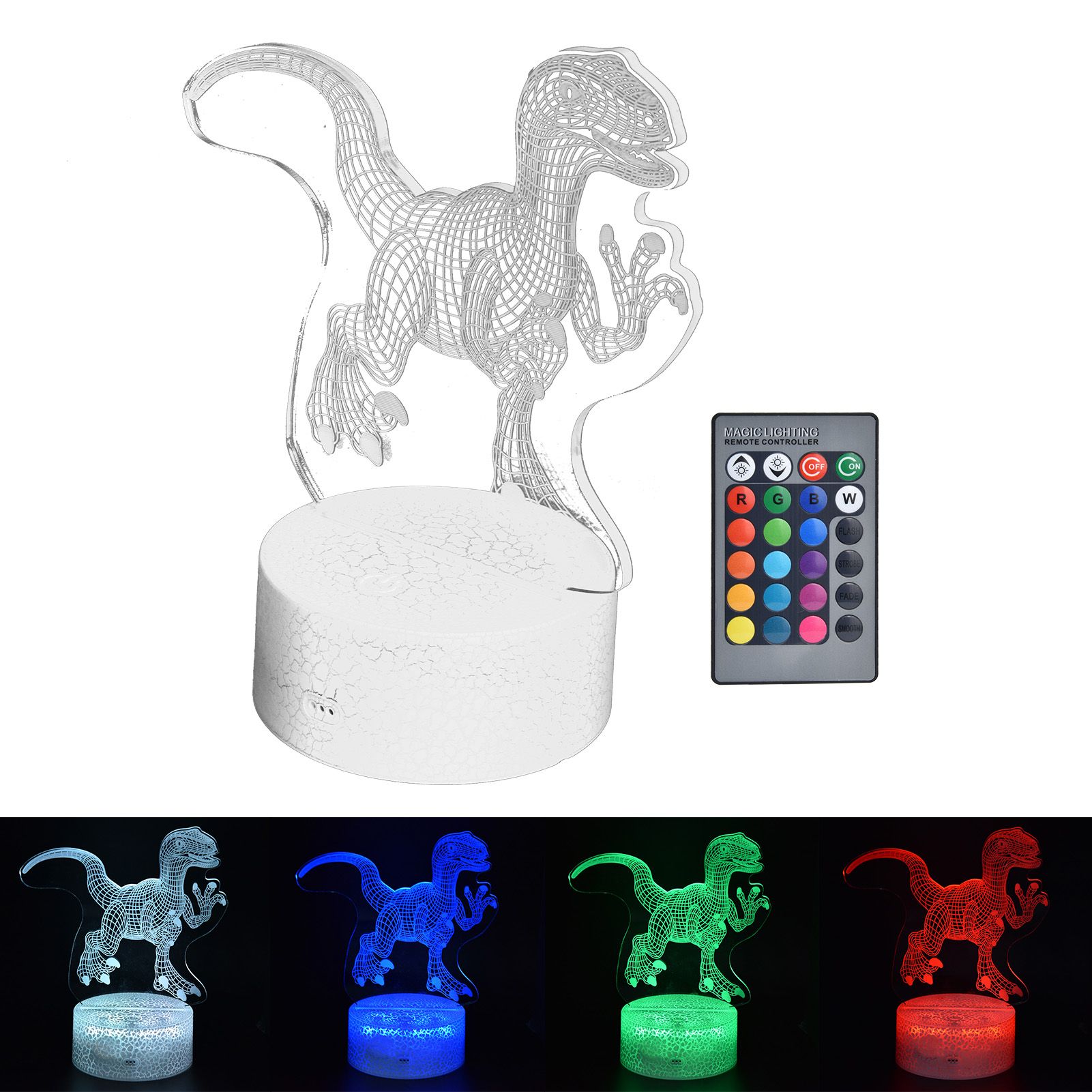 Dinosaur 3D Night Light 16 Colors 4 Modes RGB Colorful Dimmable Touch Control view 11