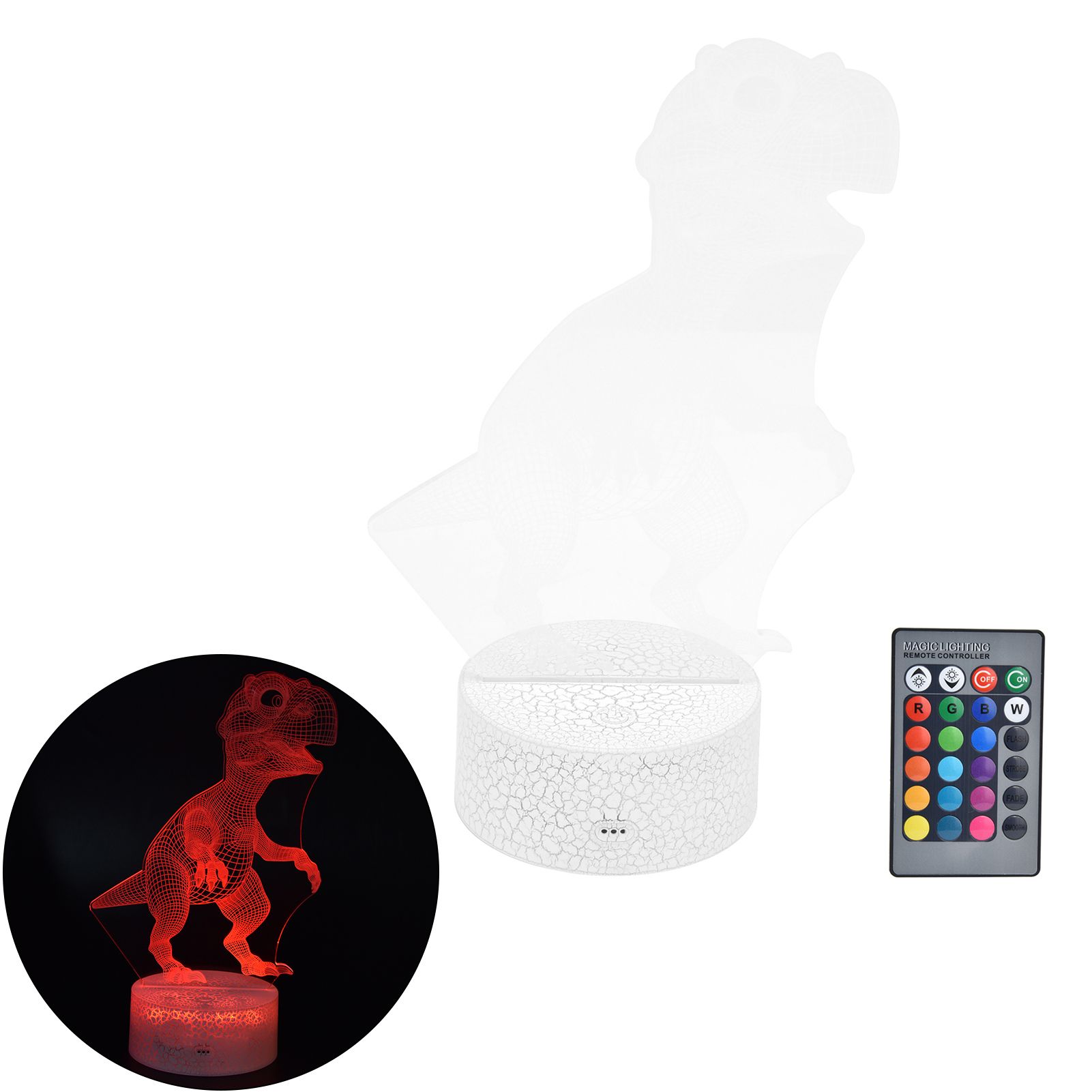 Dinosaur Lamp 16 Colors 4 Modes RGB Colorful Dimmable Remote Night Light Gift view 10
