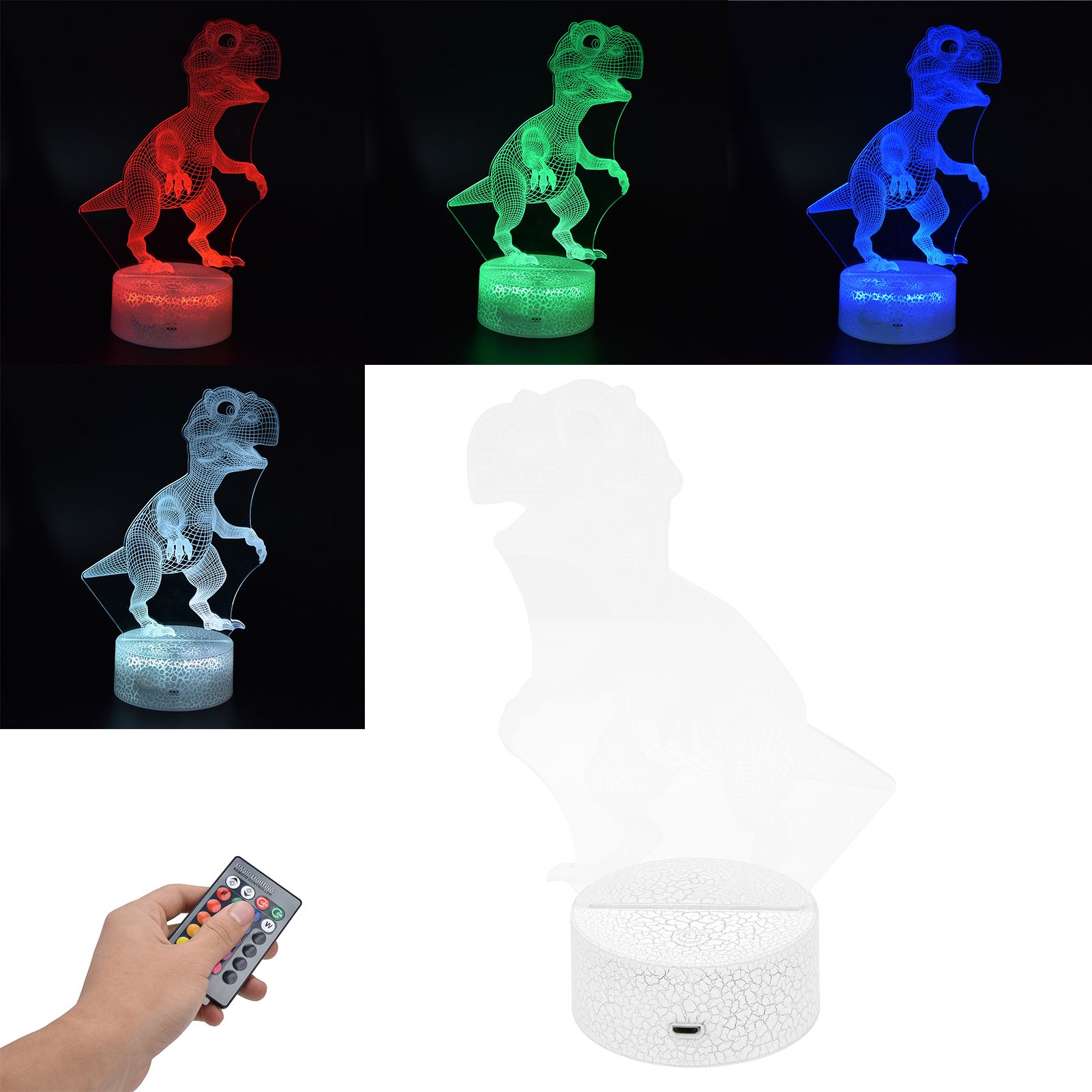 Dinosaur Lamp 16 Colors 4 Modes RGB Colorful Dimmable Remote Night Light Gift view 11