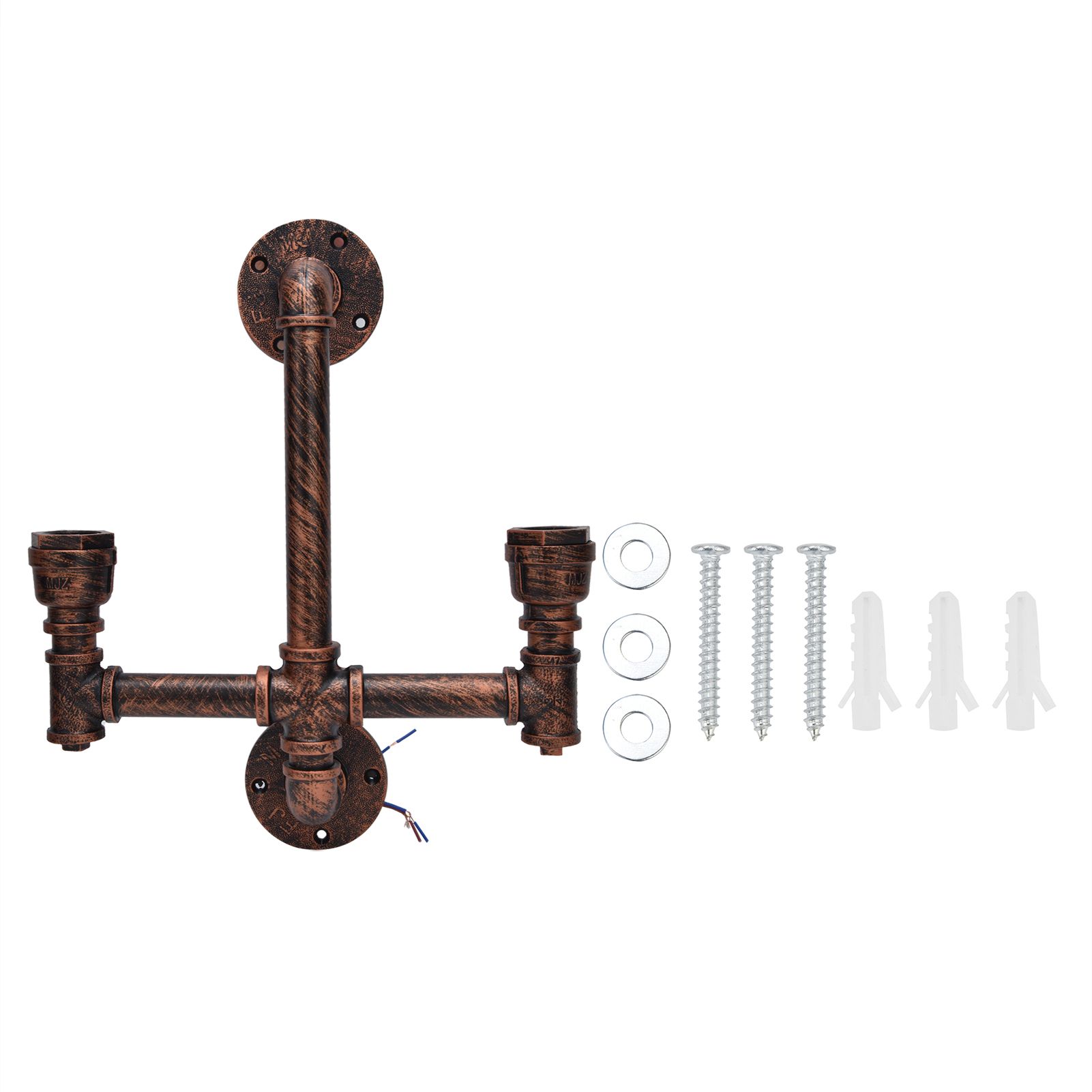 Iron Wall Lamp Double Head Water Pipe Lamp Steampunk Wall Lamp with E27 Socket view 2