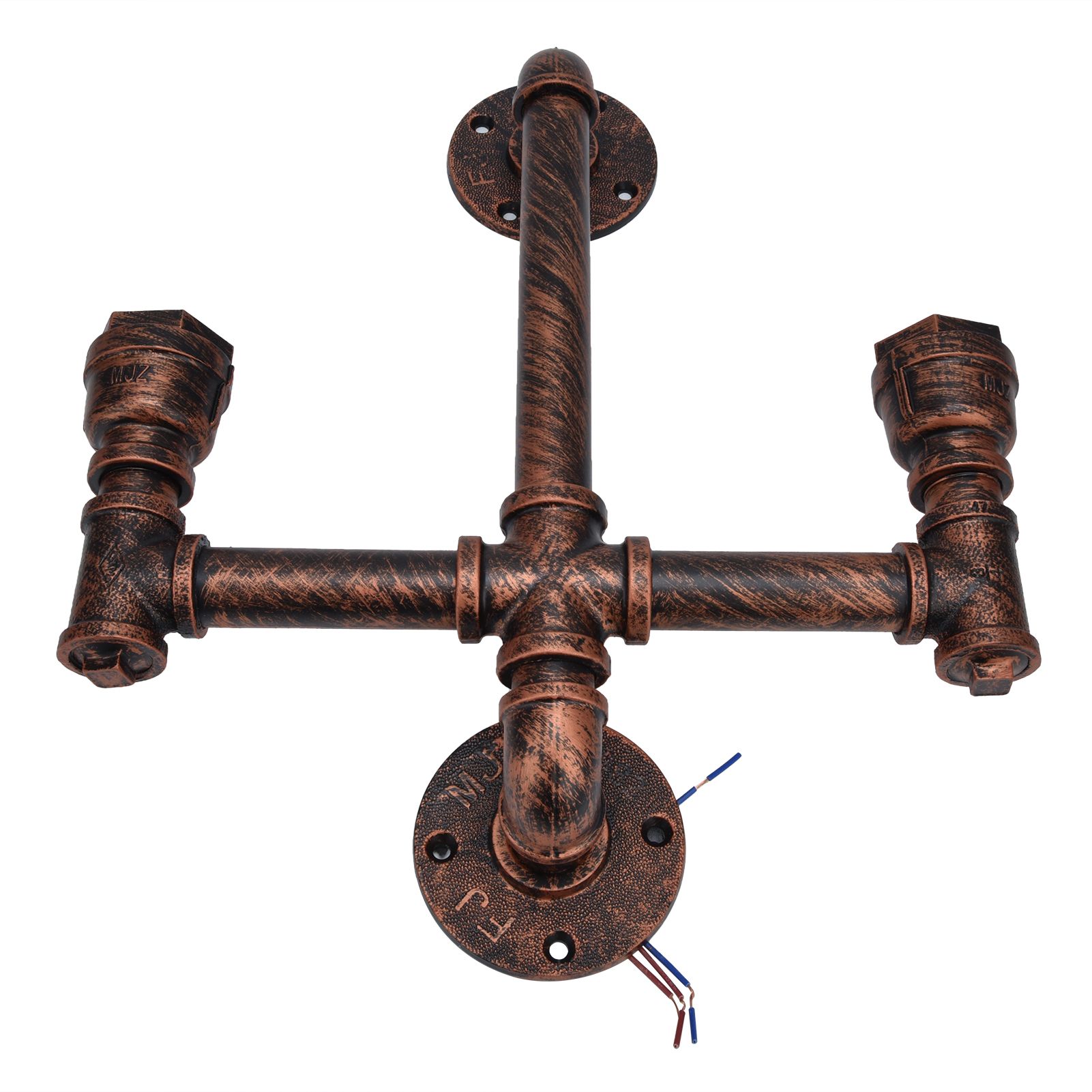 Iron Wall Lamp Double Head Water Pipe Lamp Steampunk Wall Lamp with E27 Socket view 5