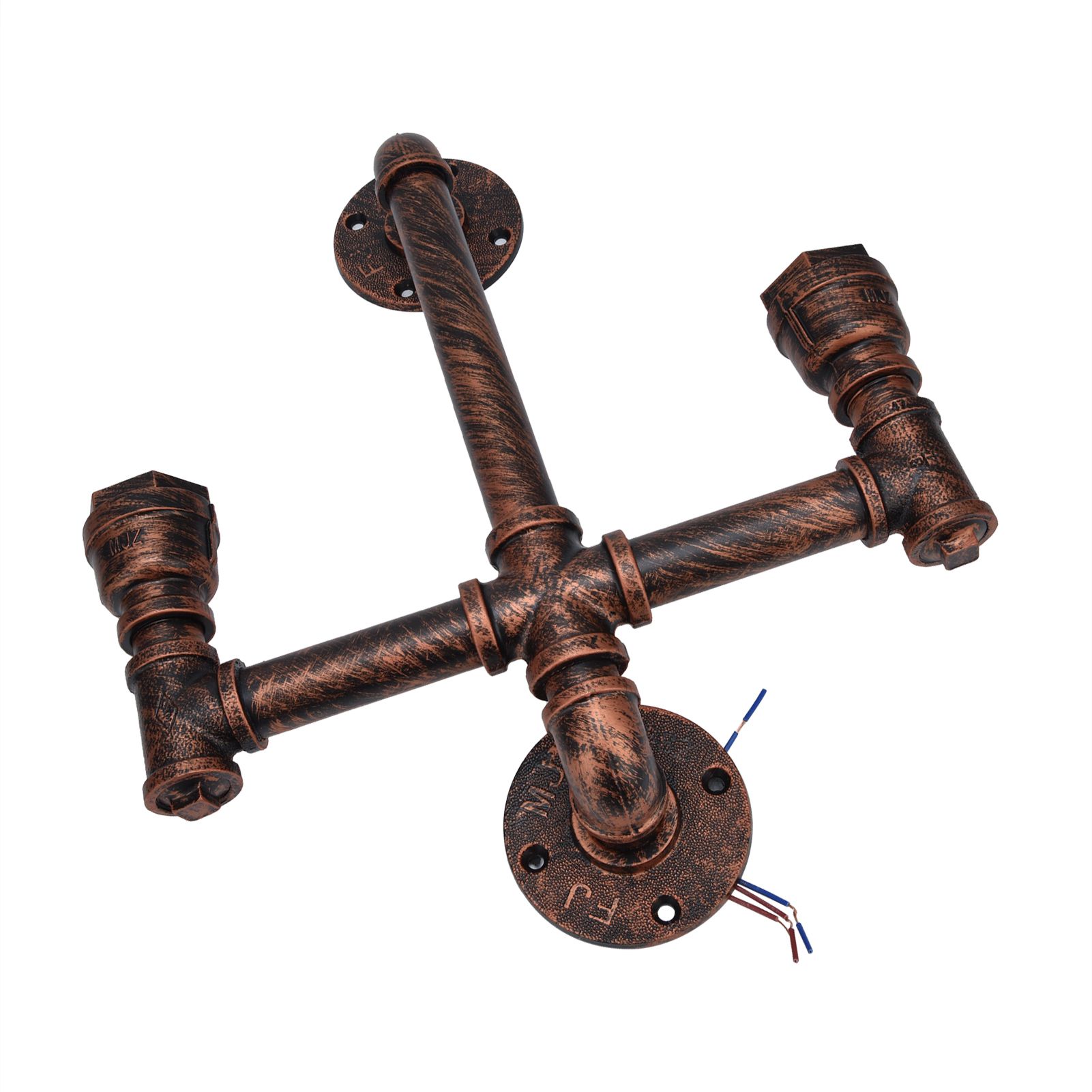 Iron Wall Lamp Double Head Water Pipe Lamp Steampunk Wall Lamp with E27 Socket view 7