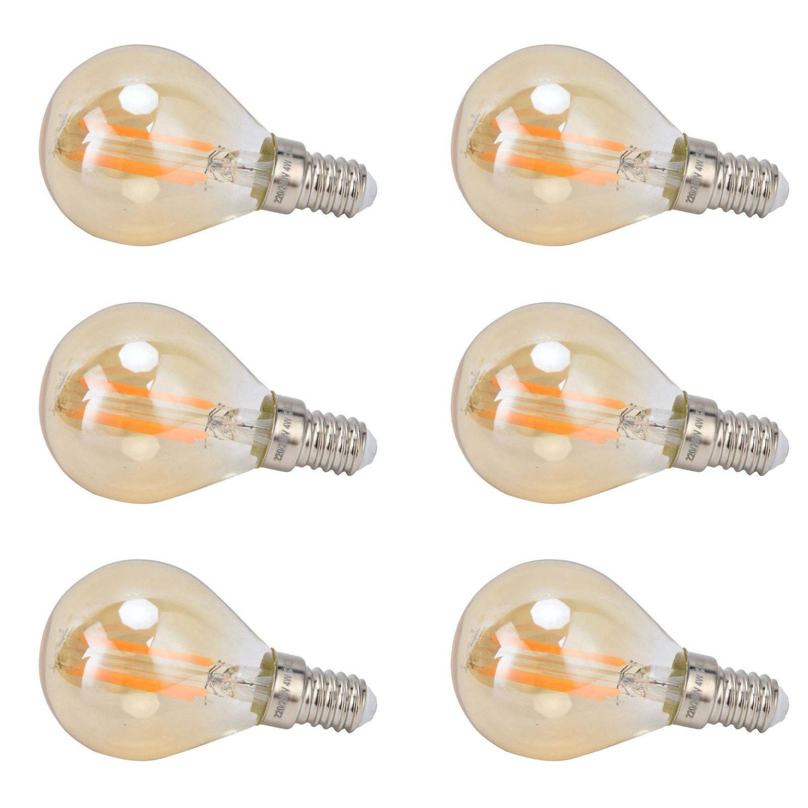 6PCS Gold G45 Vintage Bulb E14 Base Lamp for Home Light Fixtures Decorative 4W view 3