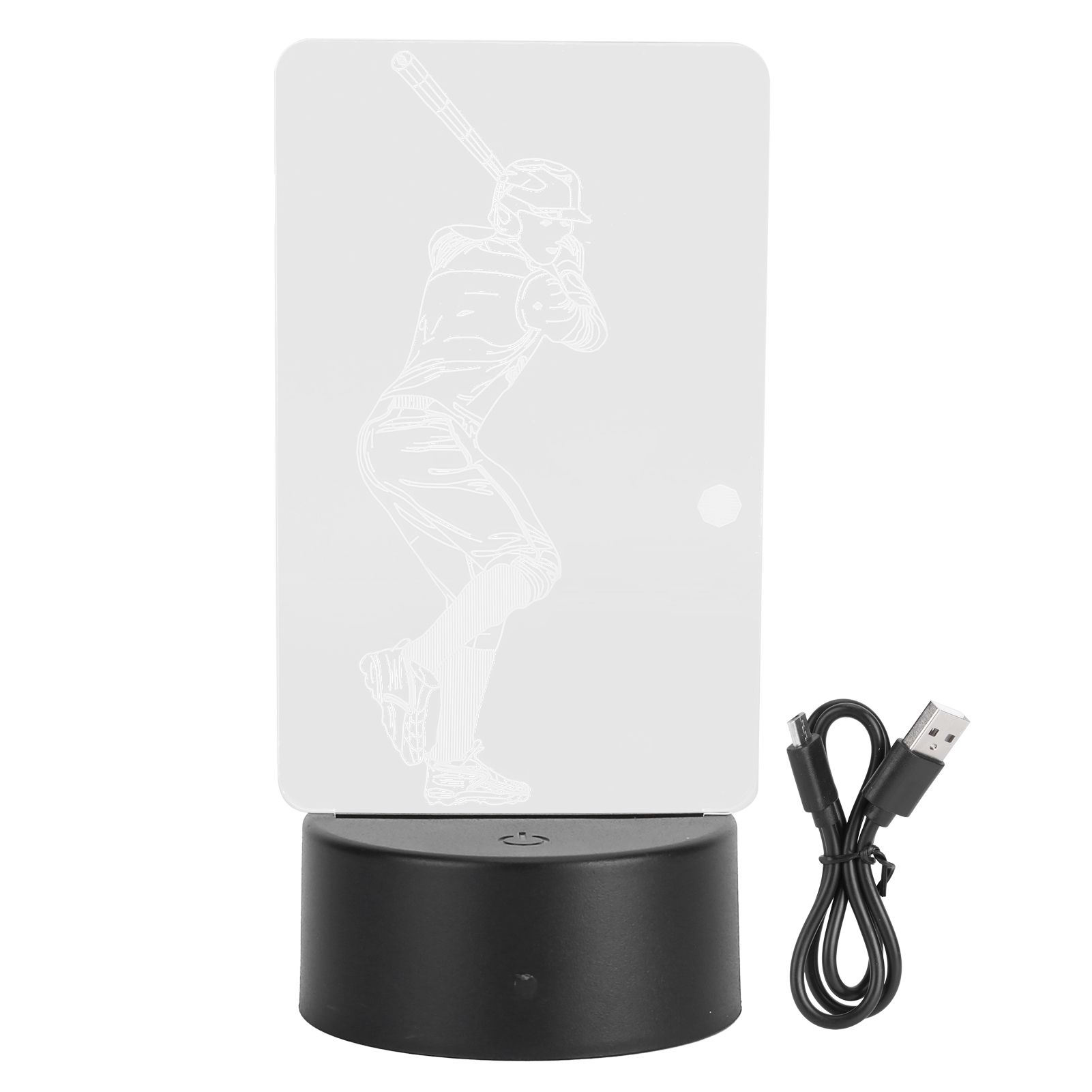 3 Dimensional Baseball Player Pattern Night Light Touch USB Or Battery Powered view 2