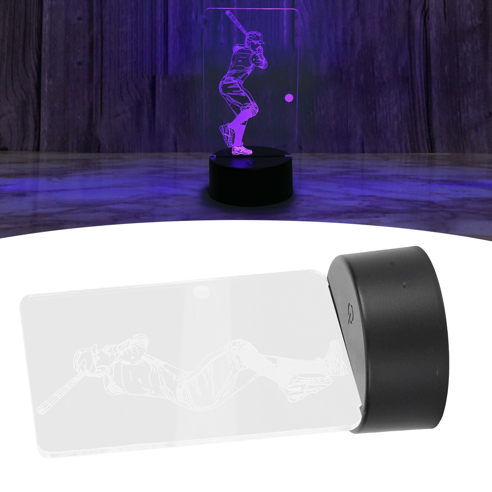 3 Dimensional Baseball Player Pattern Night Light Touch USB Or Battery Powered view 12