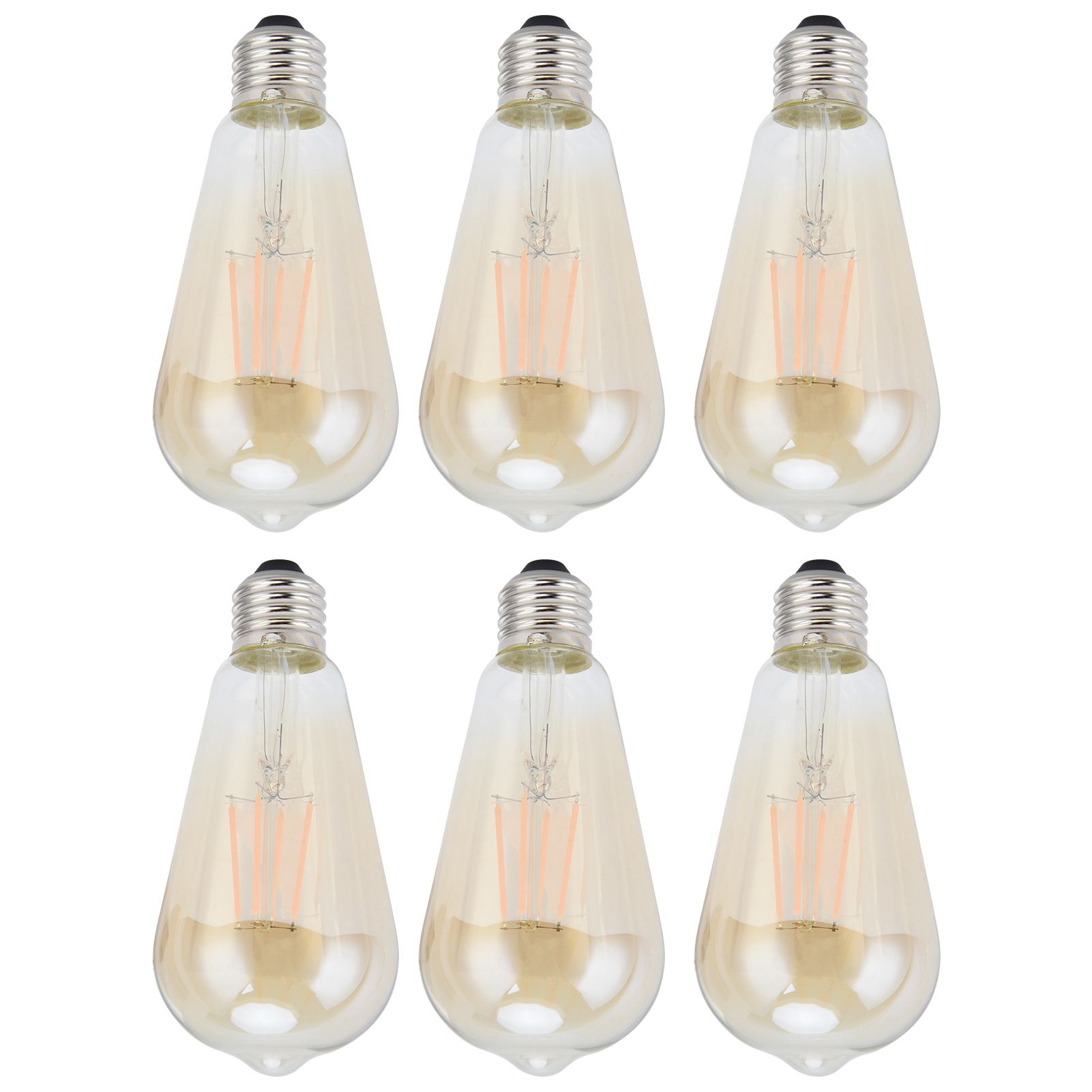 6PCS ST64 LED Filament Lamp Vintage Bulbs E27 Base Gold Glass Bulb Warm Light view 2