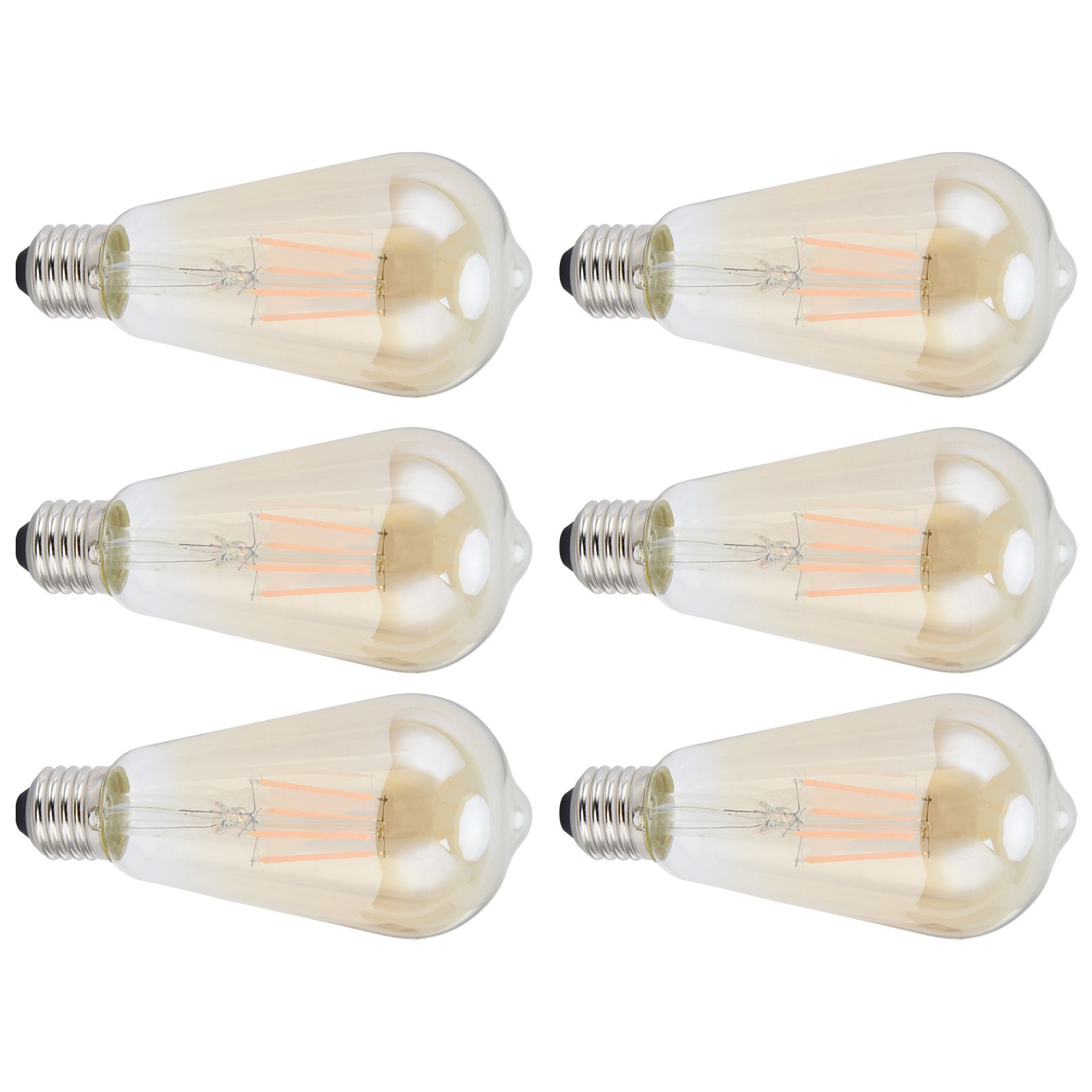 6PCS ST64 LED Filament Lamp Vintage Bulbs E27 Base Gold Glass Bulb Warm Light view 3