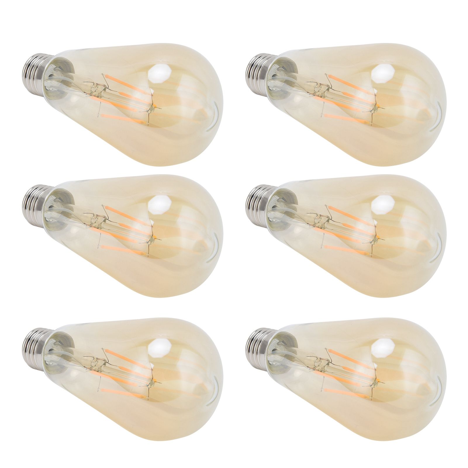 6PCS ST64 LED Filament Lamp Vintage Bulbs E27 Base Gold Glass Bulb Warm Light view 5