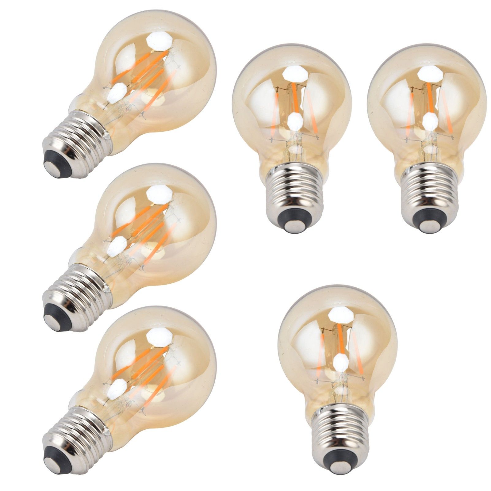 6PCS A60 LED Filament Lamp Antique Vintage Bulbs 4W E27 Base Gold Glass Bulb view 5