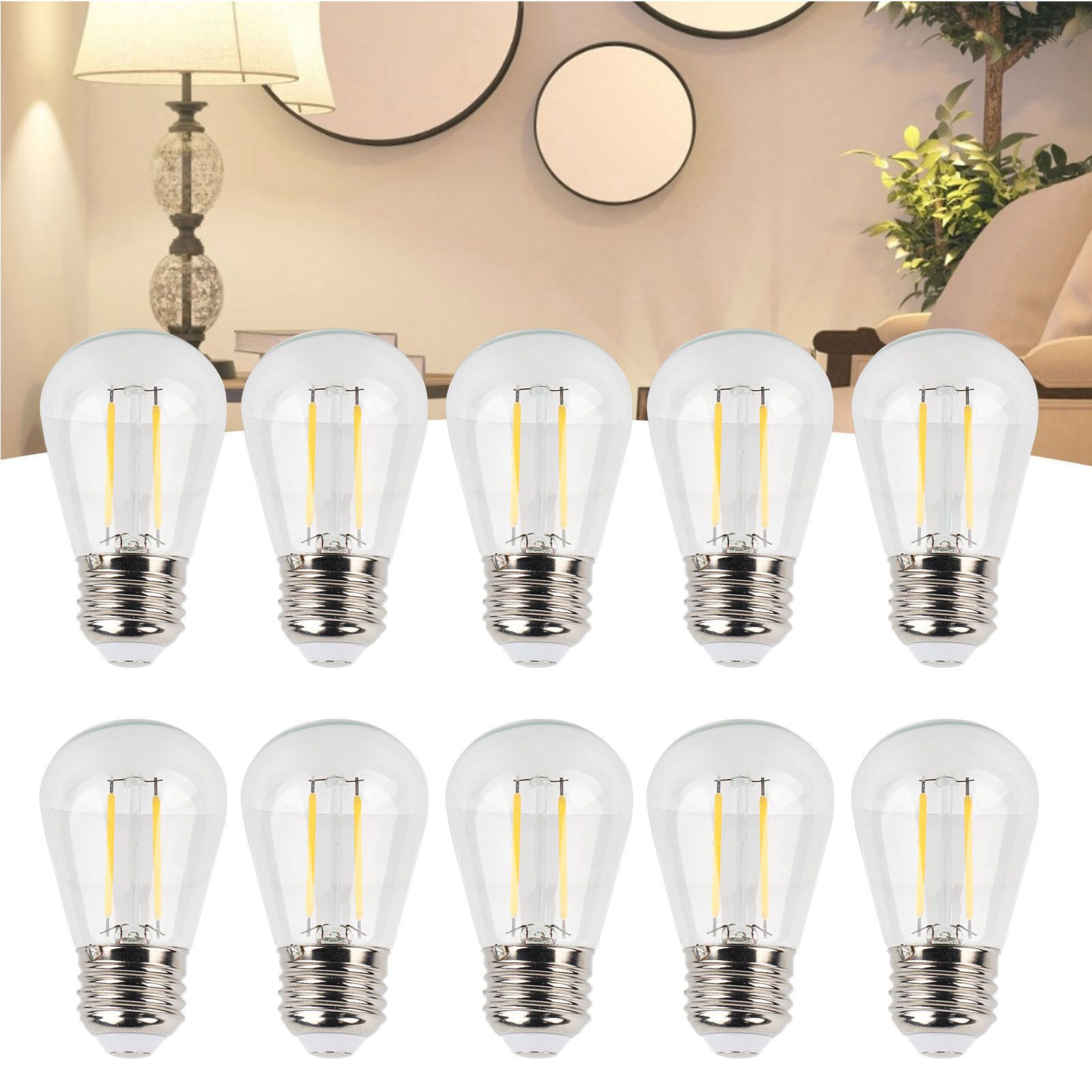 10Pcs Vintage Light Bulb S14 E27 180LM Transparent Glass LED Filament Bulbs 2W view 11