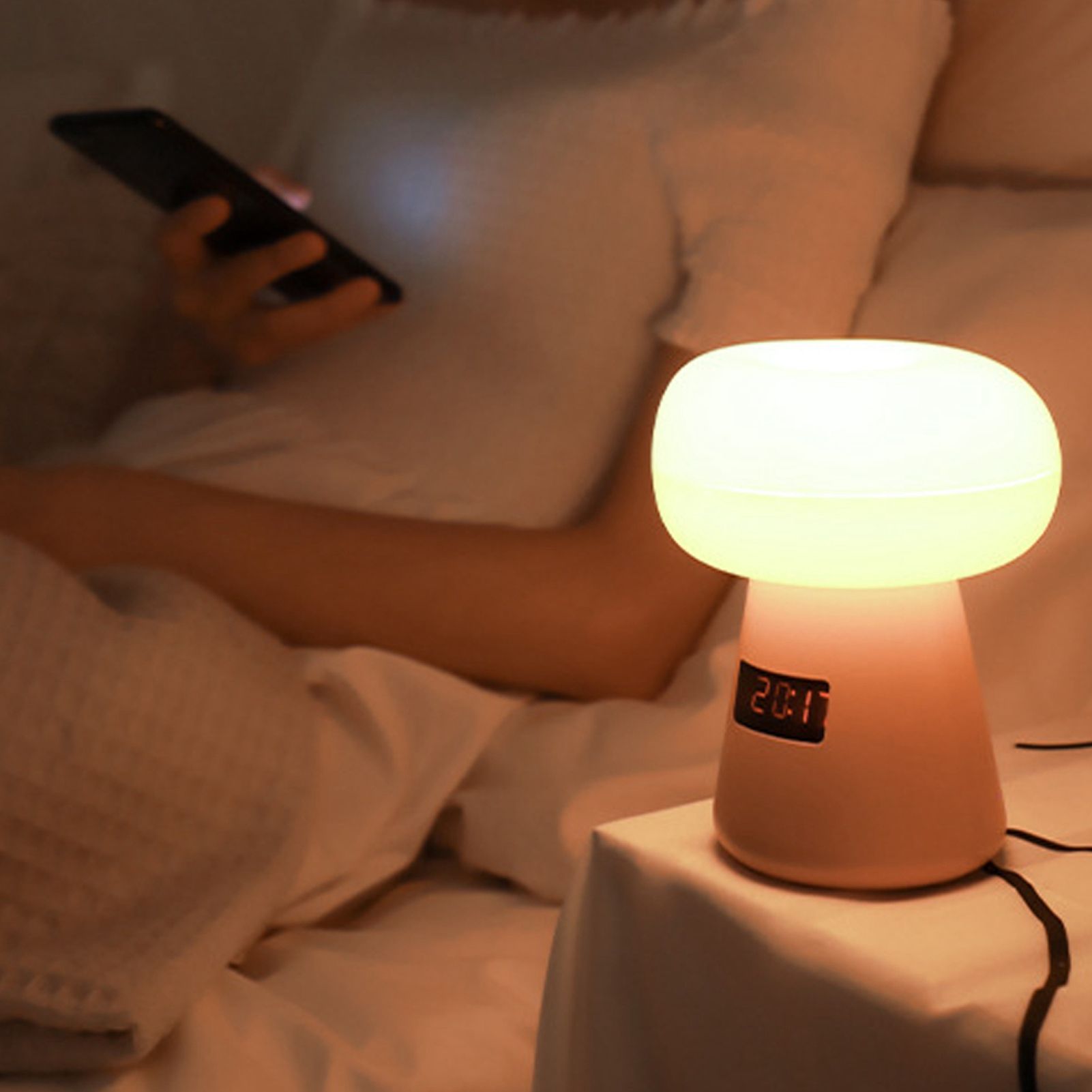 Night Light White Rechargeable Remote Control Clock 3 Levels Timing 6 Levels view 12