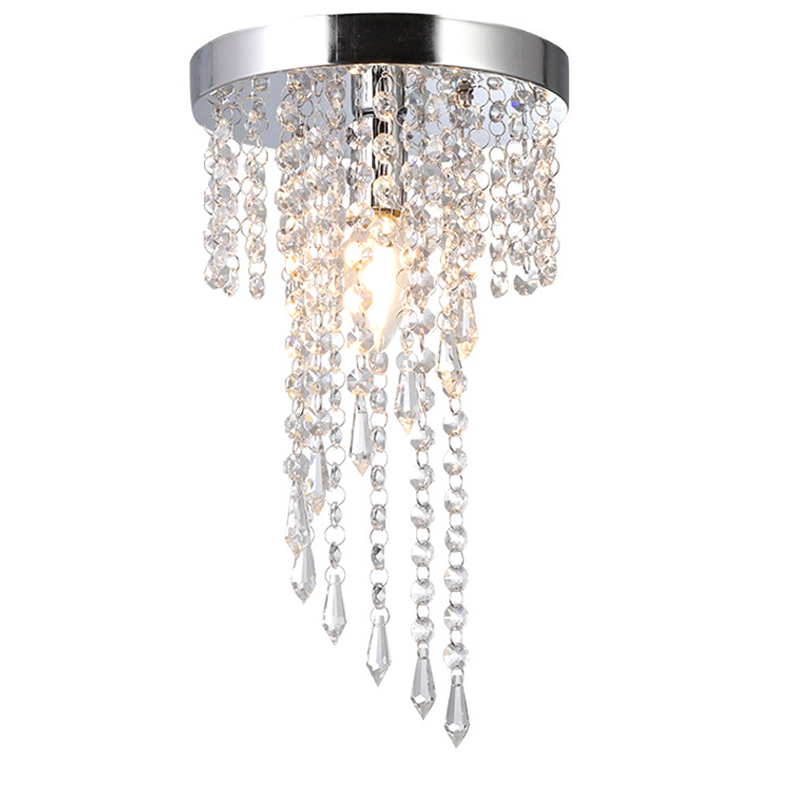 Crystal Flush Mount Chandelier Fixture Elegant Modern Ceiling Light Lamp for view 4