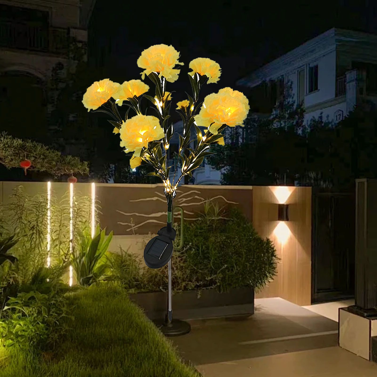 Solar Flower Lights LED Carnation Shaped Waterproof Decorative Light for view 9