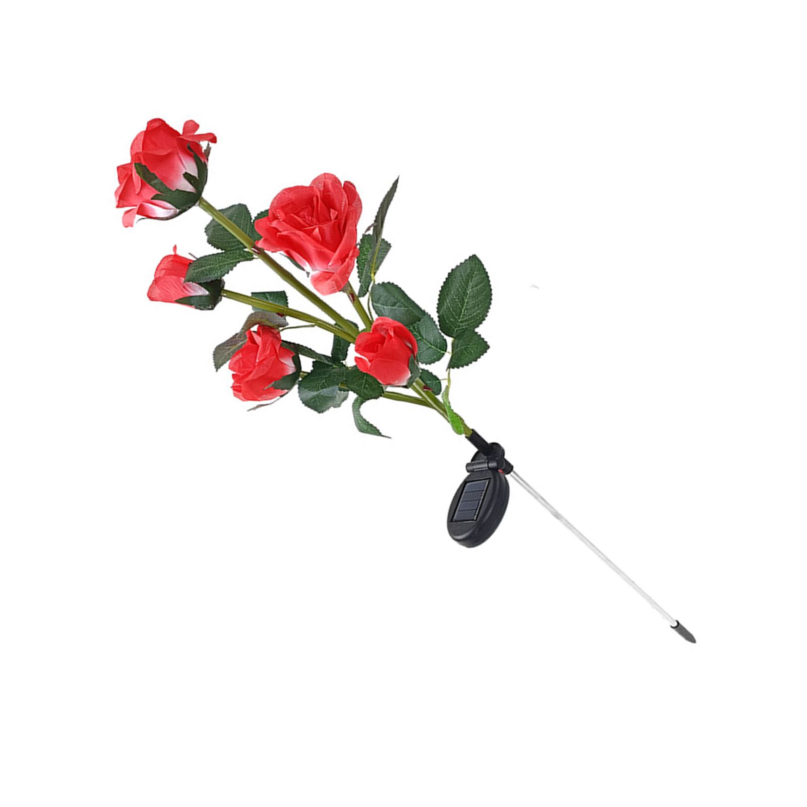 Solar Garden Lights with 5 Red Roses High Simulation Decorative LED Solar