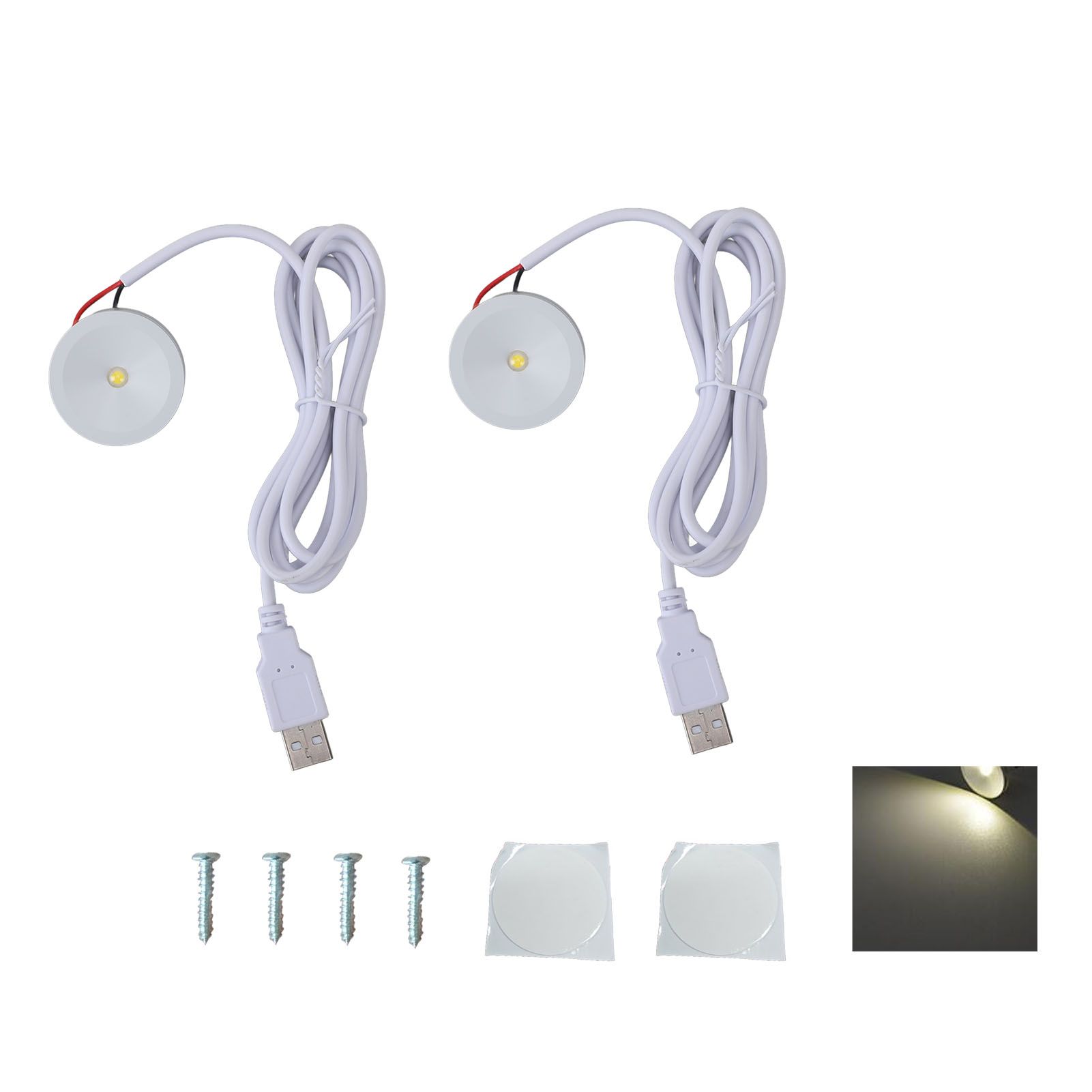 2 Sets Mini Spotlight 5V 1W USB LED Round Eye Caring with 4.3ft Wire Jewelry view 3
