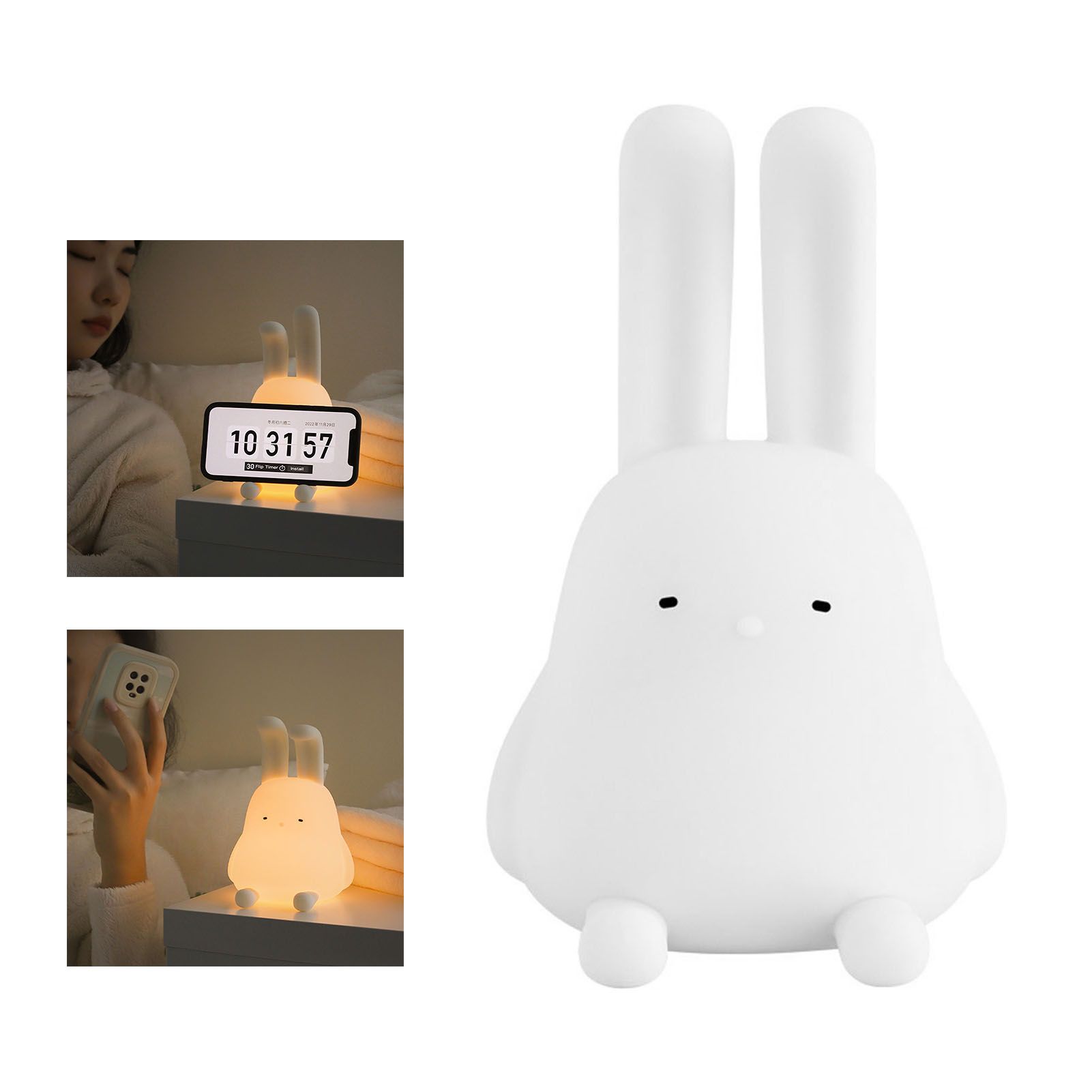 Bunny Night Light Warm Light Timed Dimmable Folding Hanging Ear Night Lamp view 8
