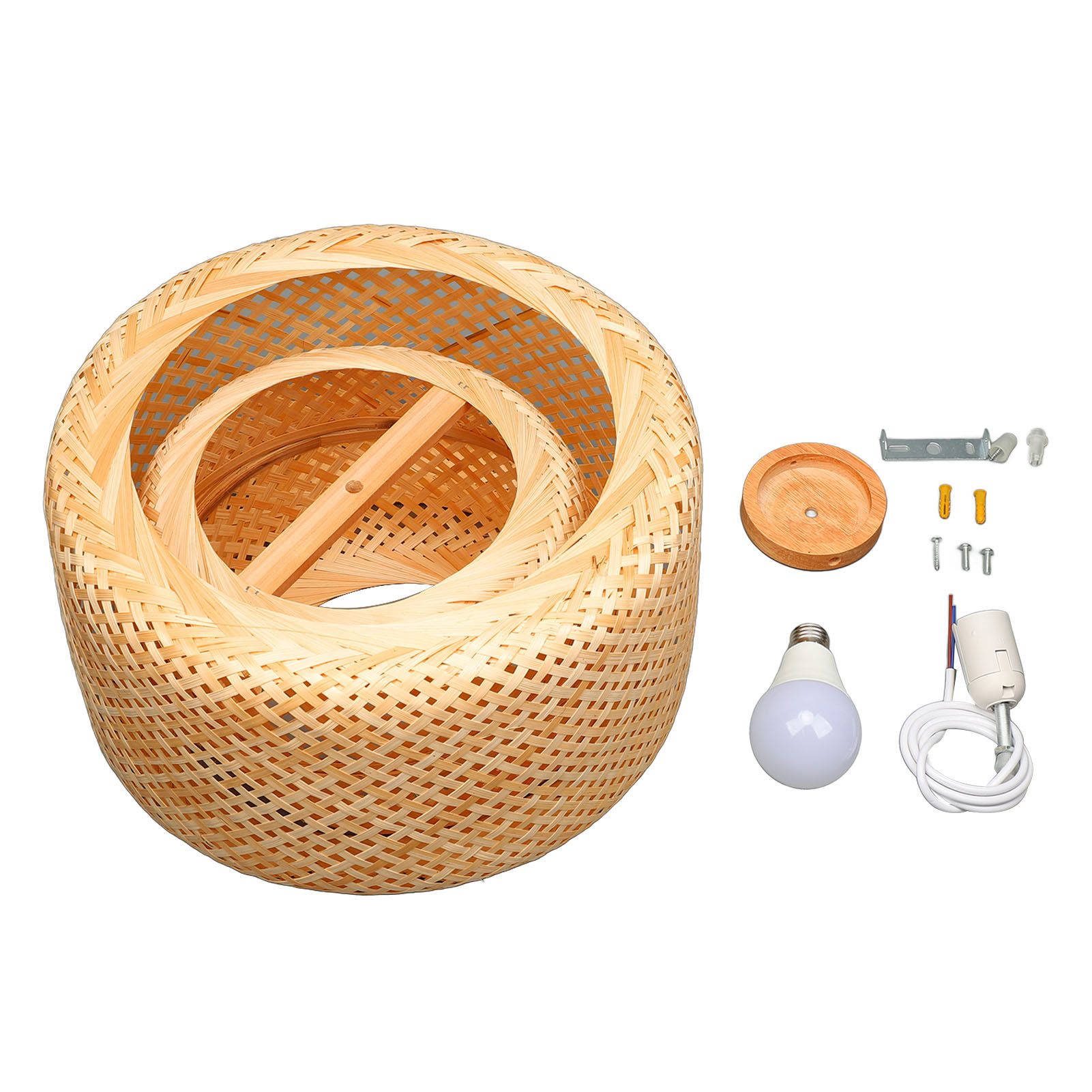 Farmhouse Pendant Light E27 Chinese Wood Woven Lantern Hanging Ceiling Light view 3