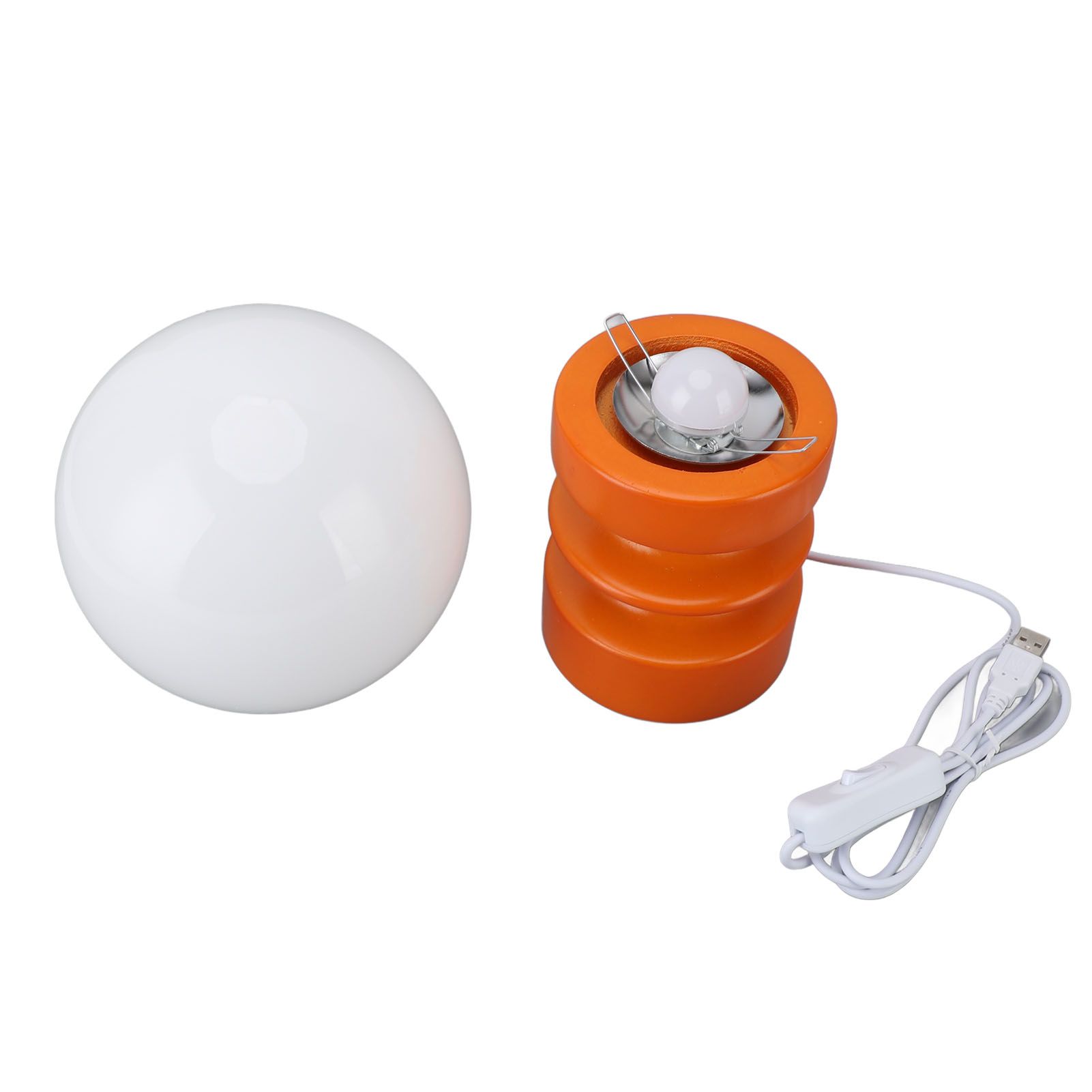Retro Table Lamp Decorative Glass Lampshade Wooden Base USB Small Nightstand view 3