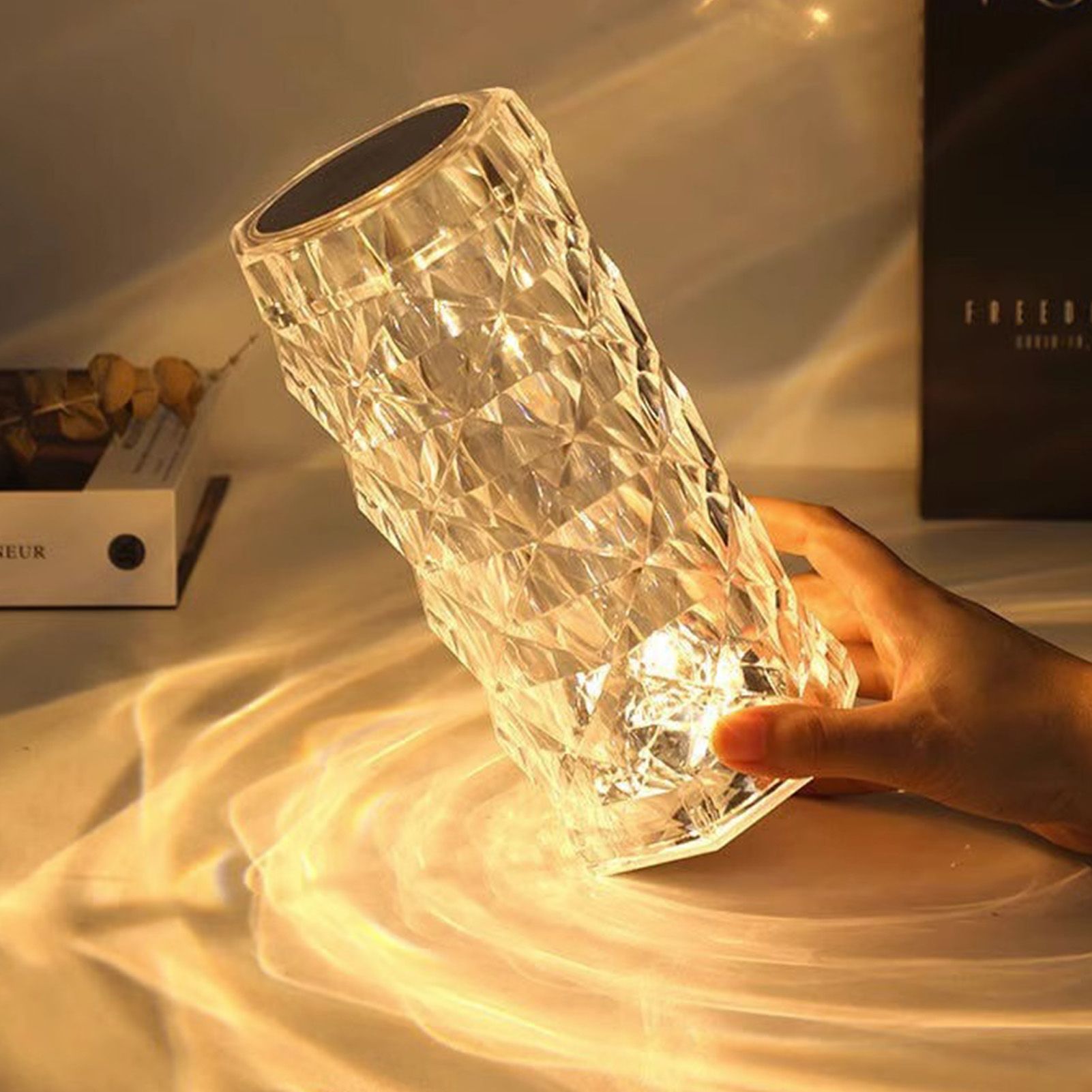 Crystal Rose Lamp ABS LED Touch Control Bedside Table Lamp with Remote Control view 6