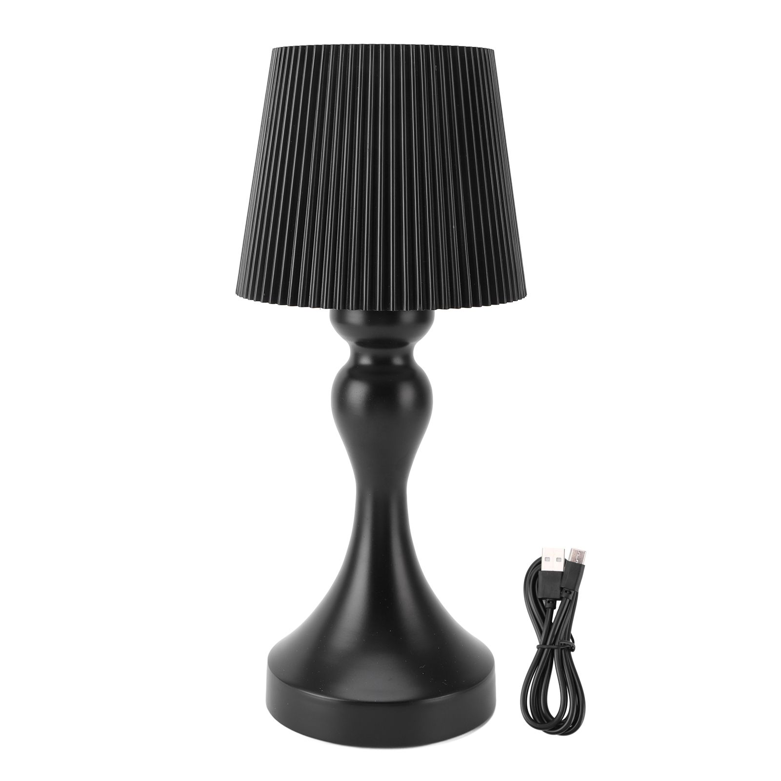 LED Cordless Table Lamp Iron Plastic Pleated Touch Control Stepless Dimmable view 3