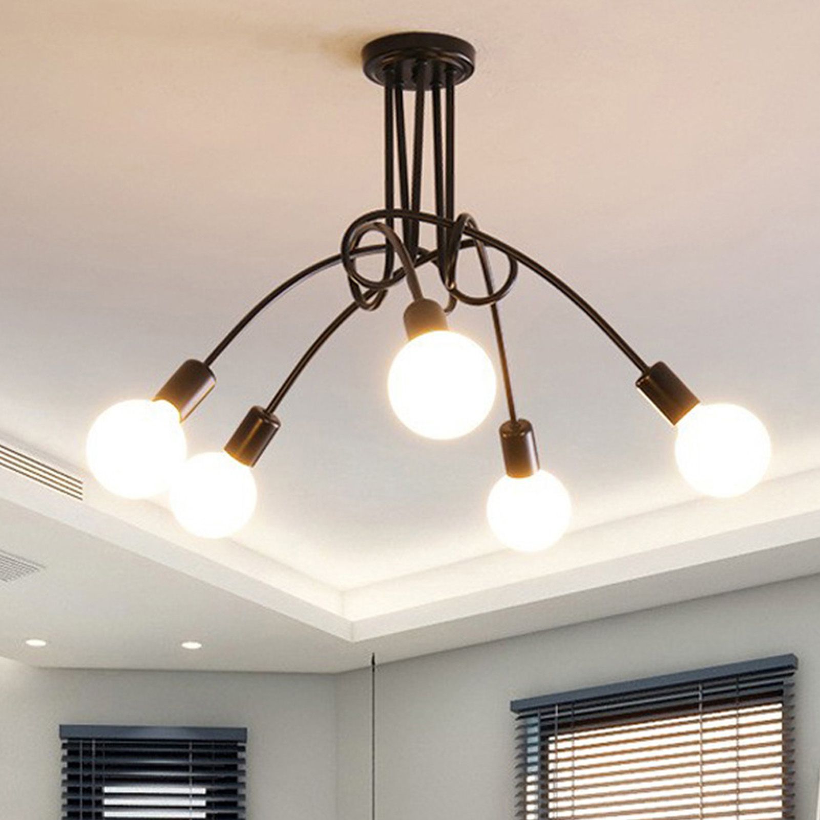 Modern Chandelier Ceiling Light Fixture Industrial Wrought Iron Study Bedroom view 7