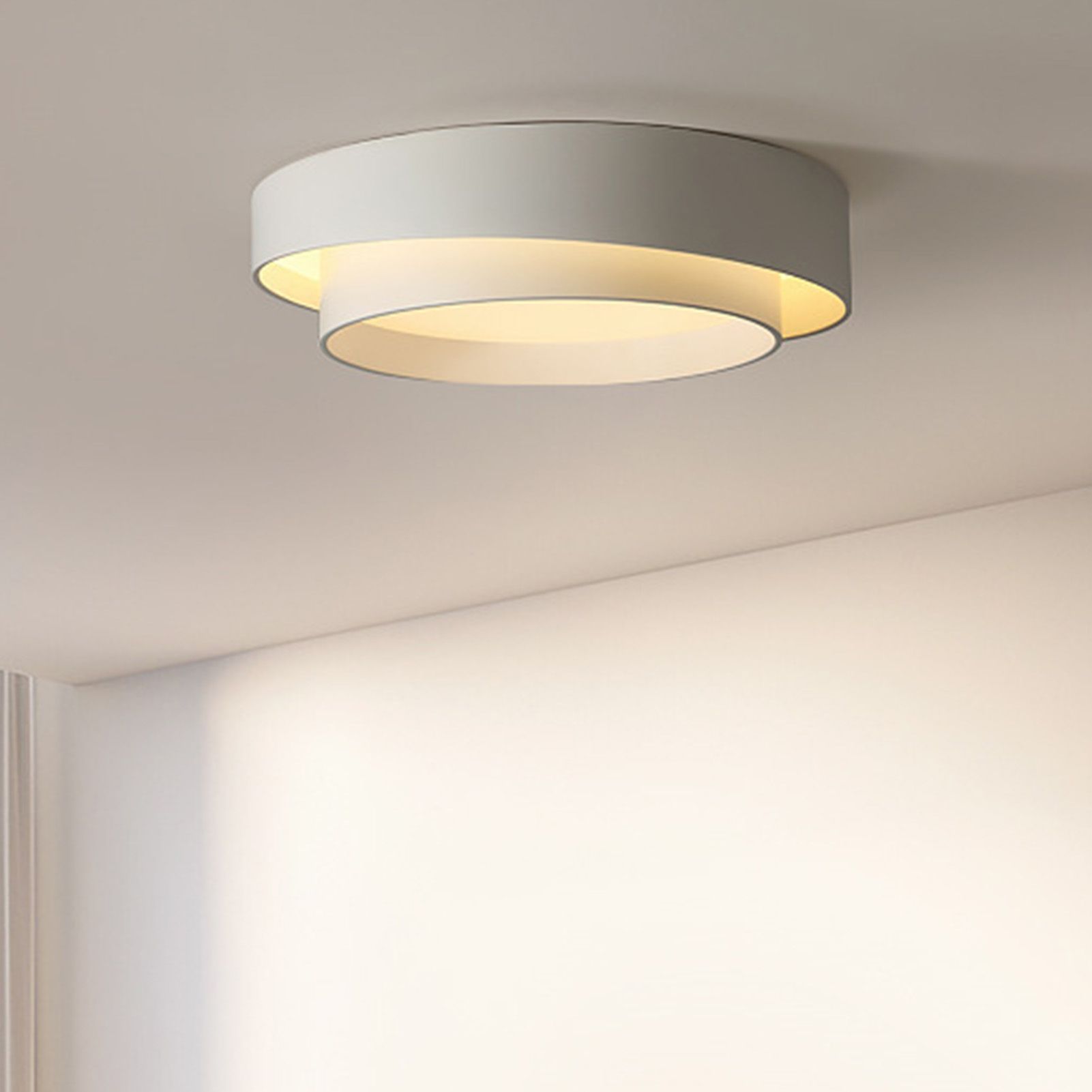 Round Flush Mount Light Doubel Ring Style Warm Lighting Ceiling Hallway view 7