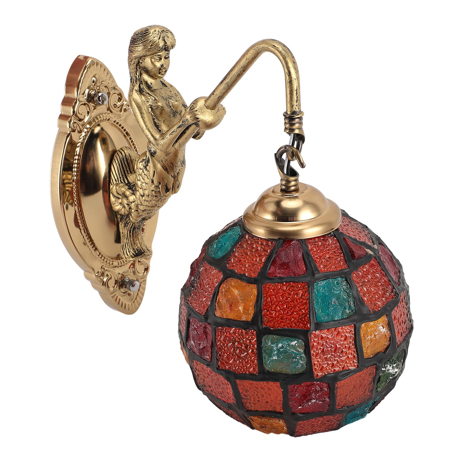 Turkish Wall Sconce Glass Iron 60W E27 E26 Hardwired Decorative Mosaic Wall
