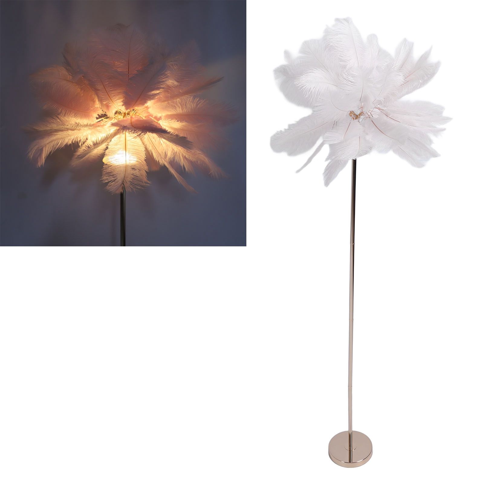 61in Decorative Feather LED Floor Lamp 3 Color Temperature Stepless Dimming view 12