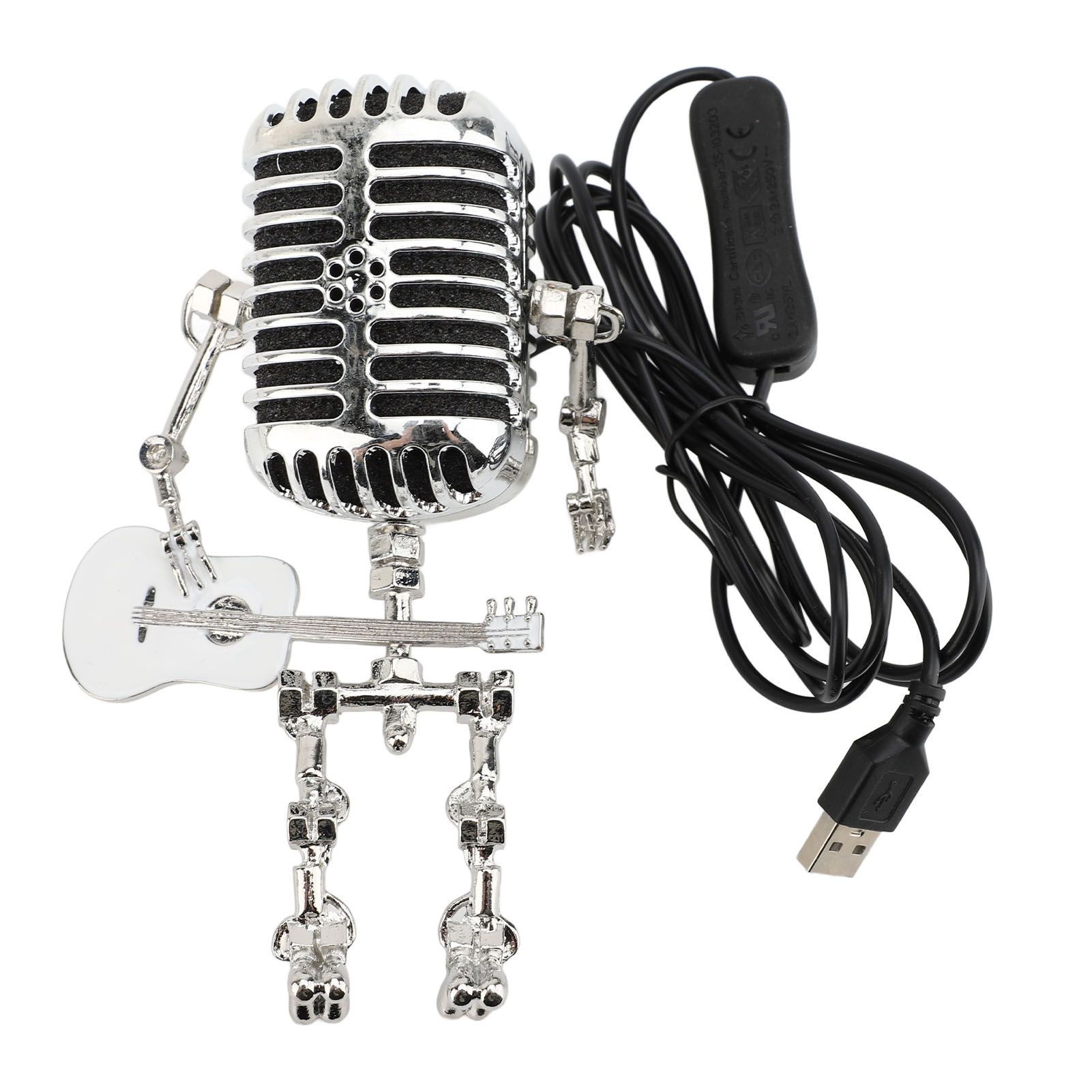 Vintage Microphone Guitar Robot Table Lamp Aluminum Retro Metal Robot Night