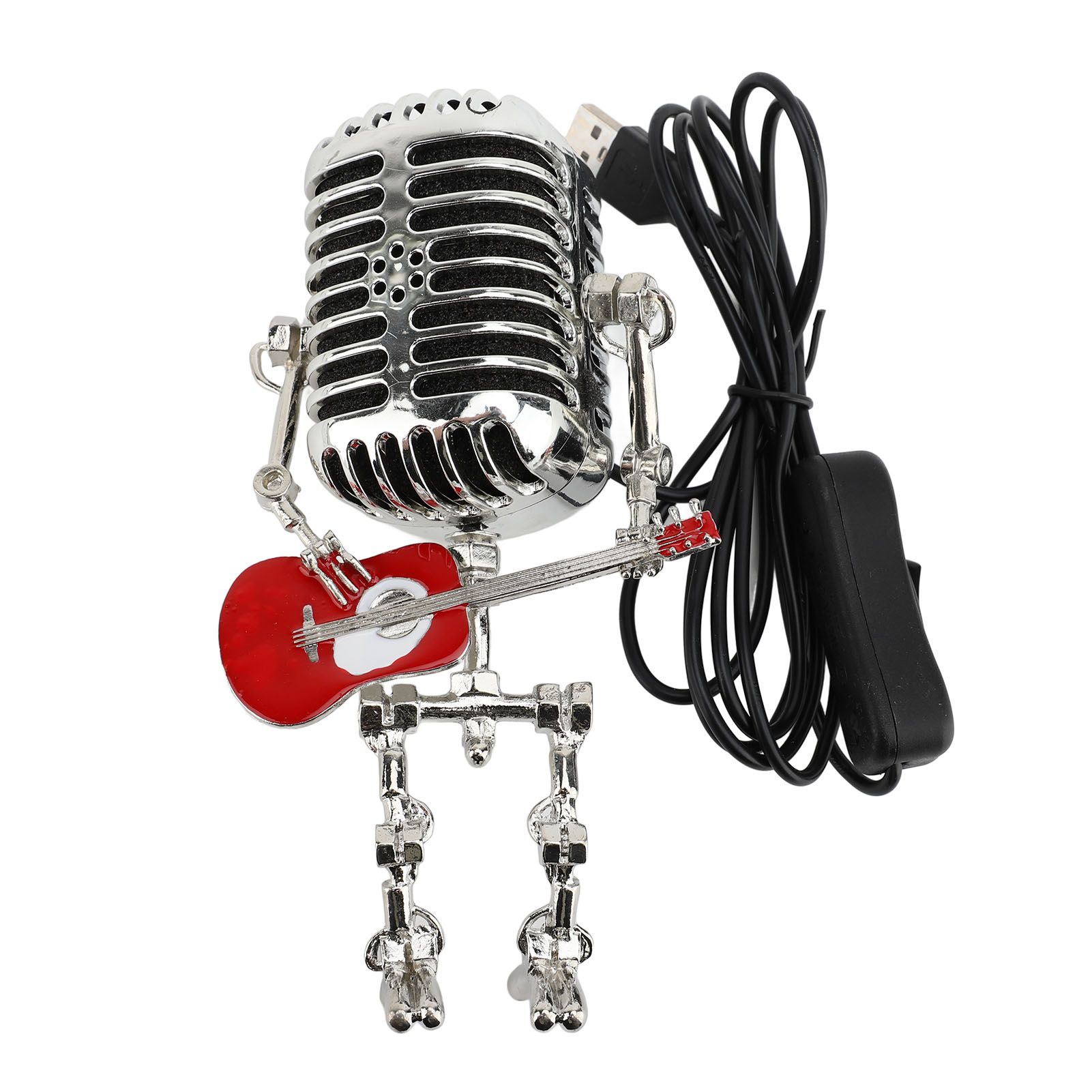 Vintage Microphone Guitar Robot Table Lamp Aluminum Retro Metal Robot Night