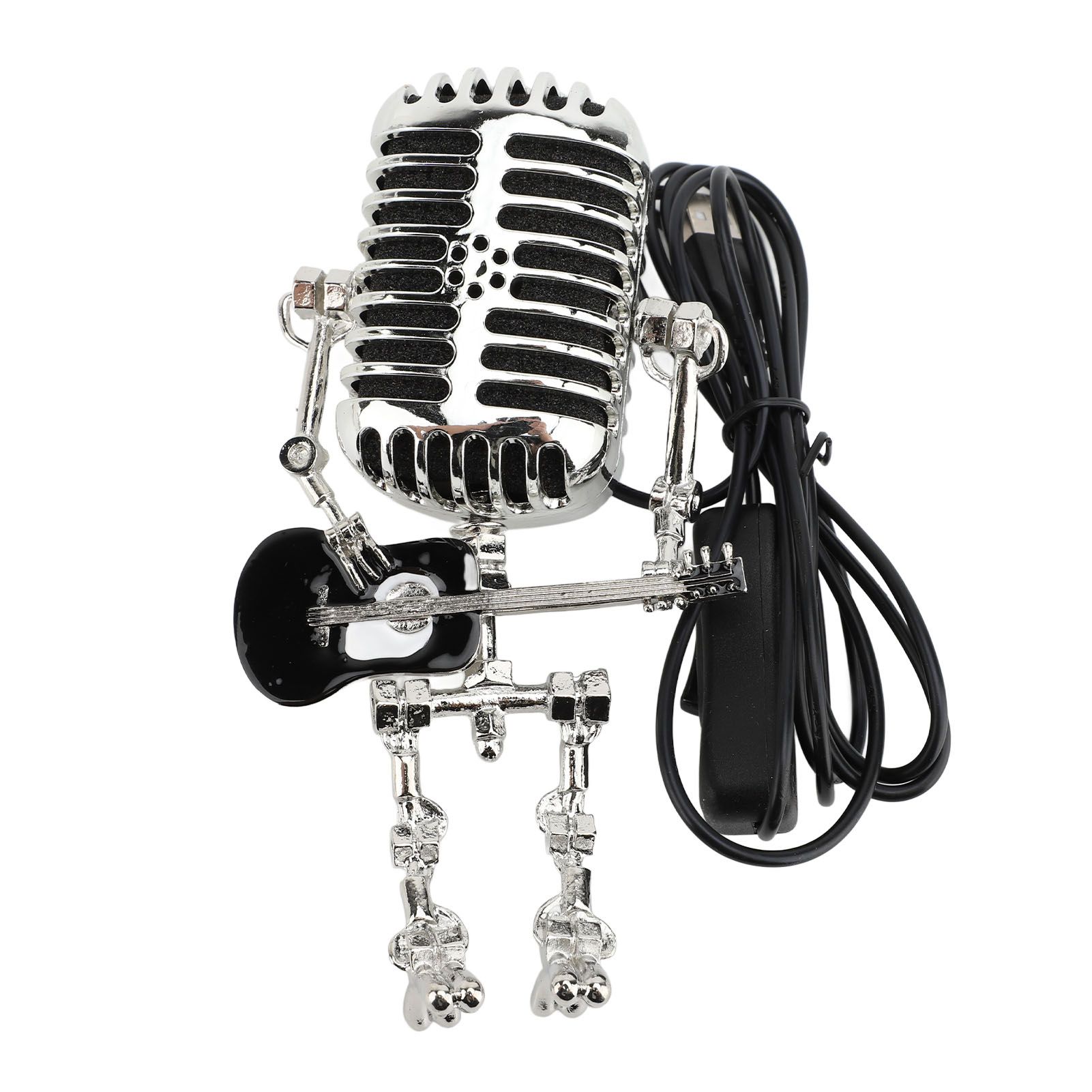 Vintage Microphone Guitar Robot Table Lamp Aluminum Retro Metal Robot Night