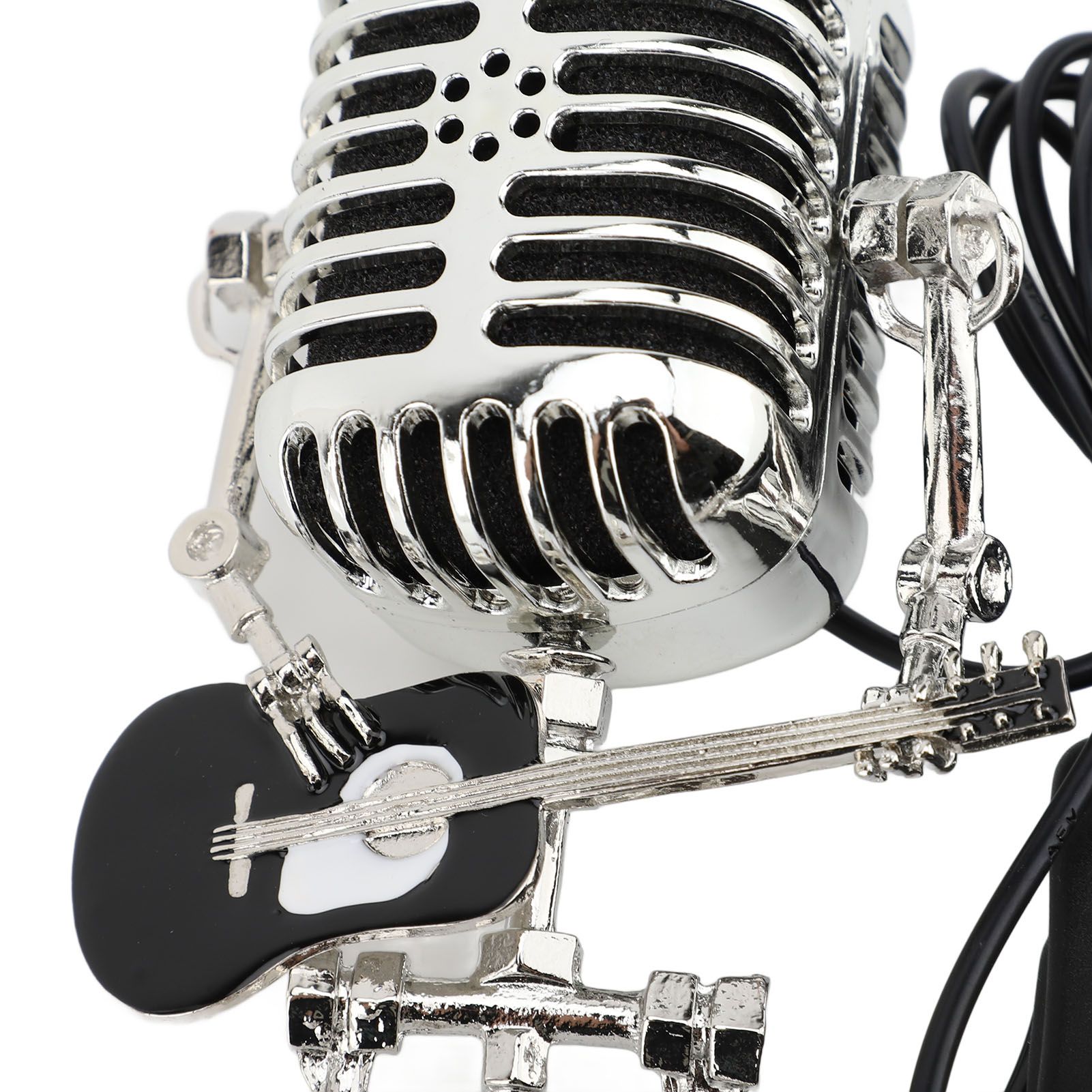 Vintage Microphone Guitar Robot Table Lamp Aluminum Retro Metal Robot Night view 2