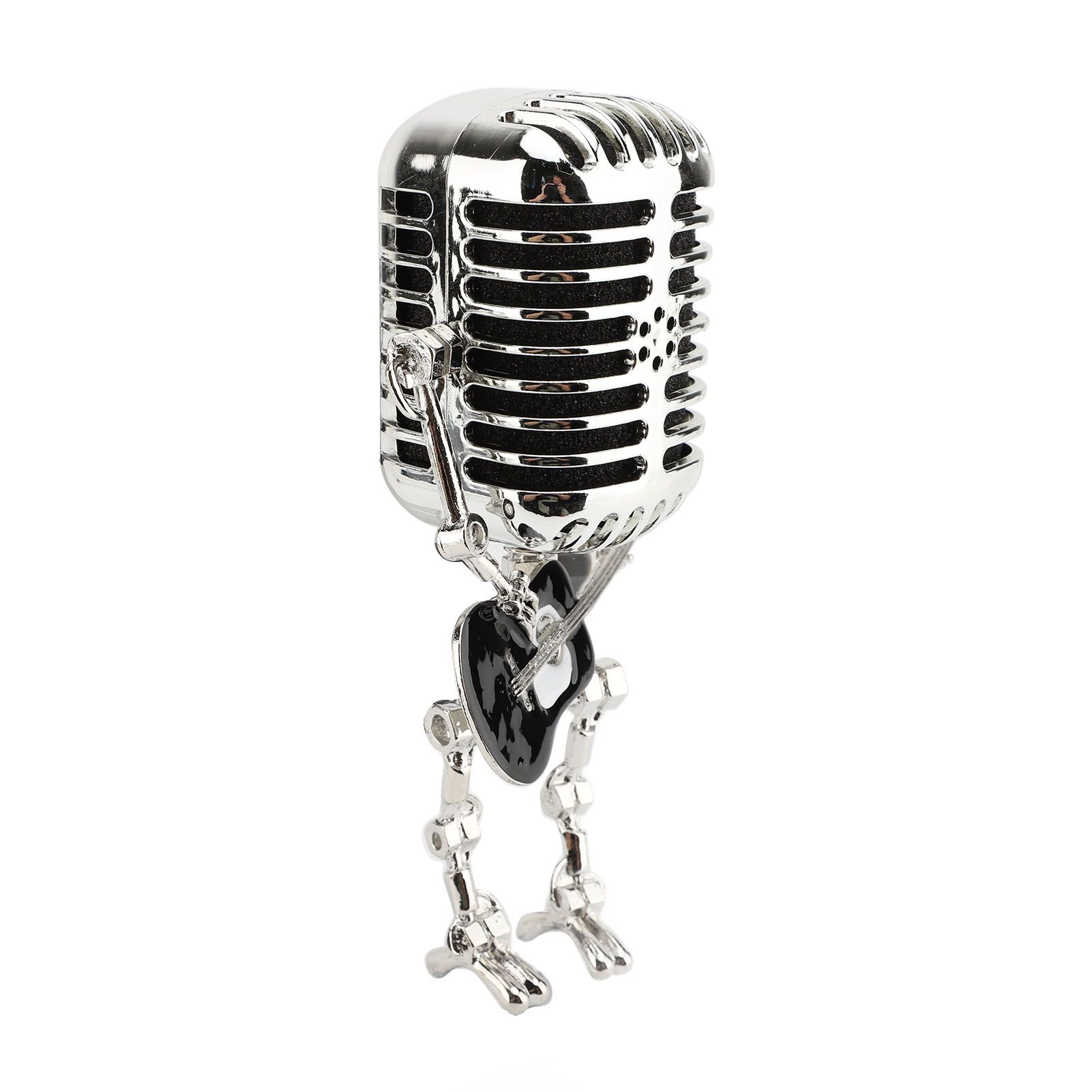 Vintage Microphone Guitar Robot Table Lamp Aluminum Retro Metal Robot Night view 8