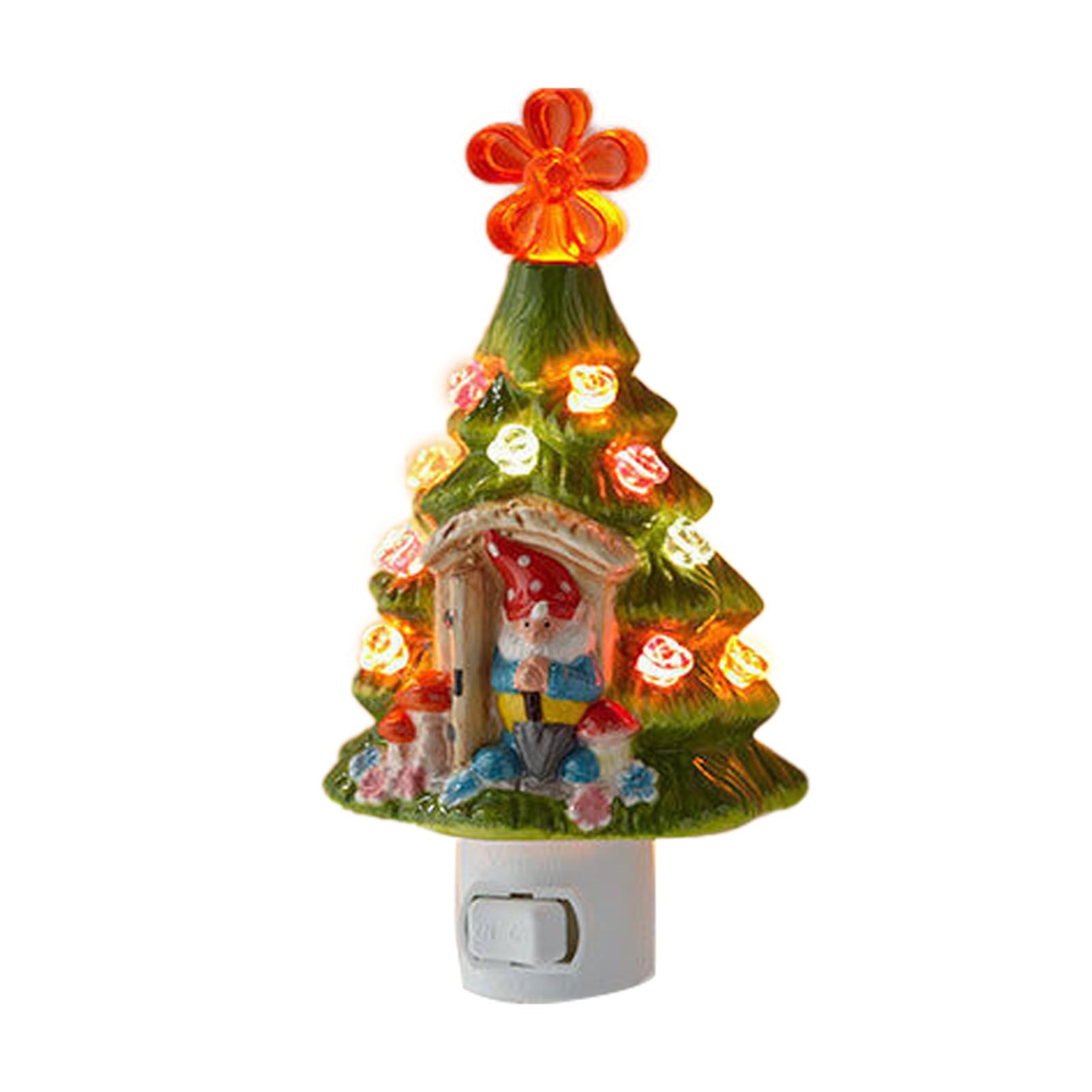 Xmas Tree Night Light LED Retro On Off Switch Multicolor Bulbs Plug In