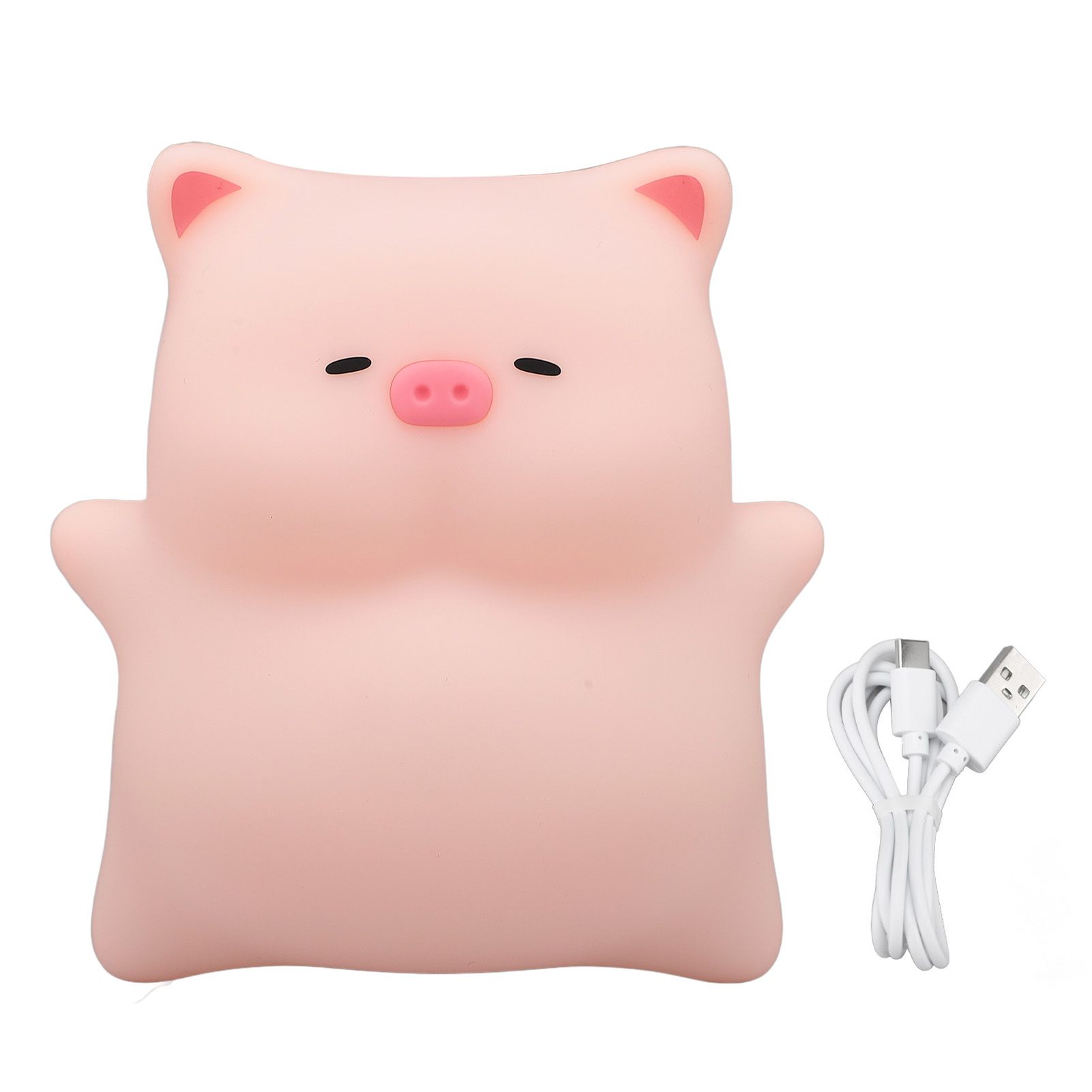 Piggy Night Light for Kids Silicone 3000K LED Dimmable Rechargeable Bedside view 3