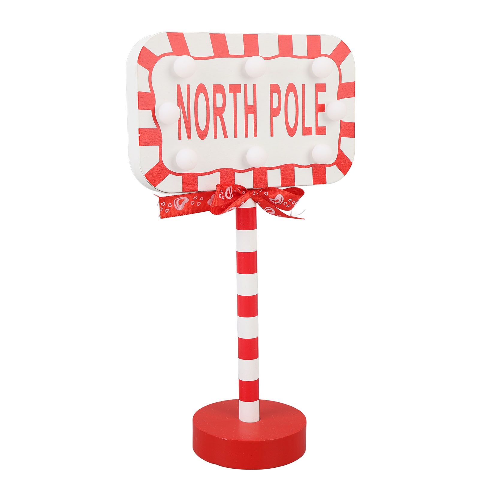 Xmas LED Street Lamp Wooden North Pole Sign Battery Operated Tabletop Night view 8