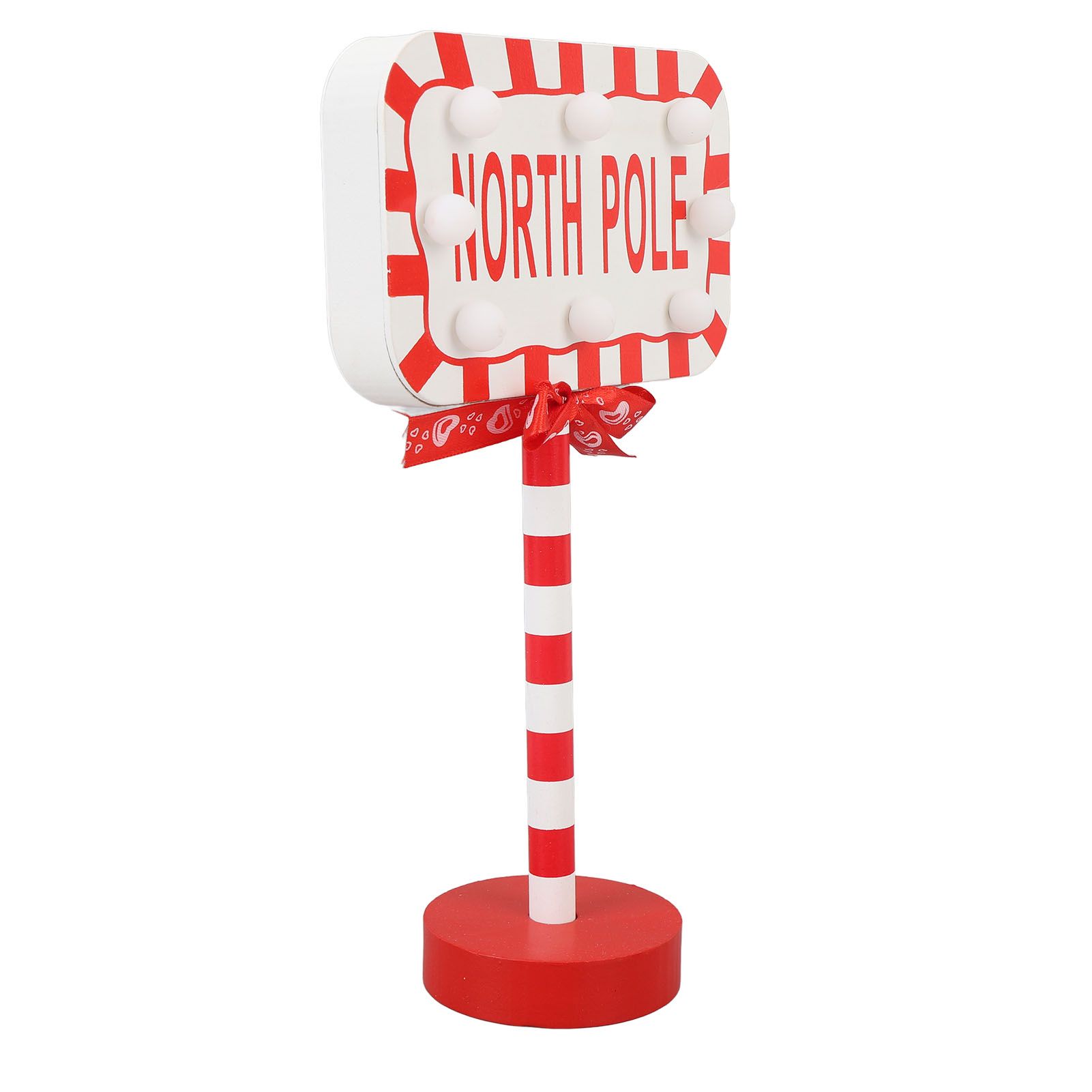 Xmas LED Street Lamp Wooden North Pole Sign Battery Operated Tabletop Night view 9