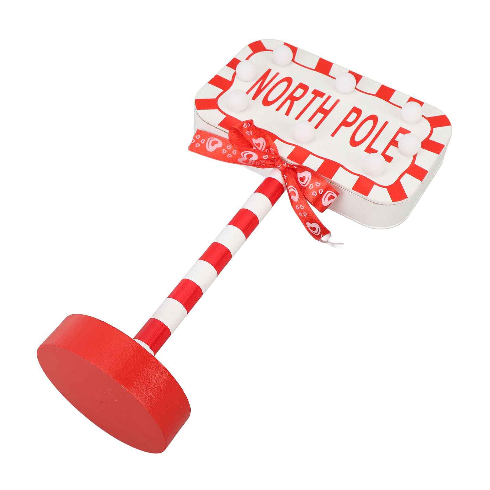 Xmas LED Street Lamp Wooden North Pole Sign Battery Operated Tabletop Night view 12