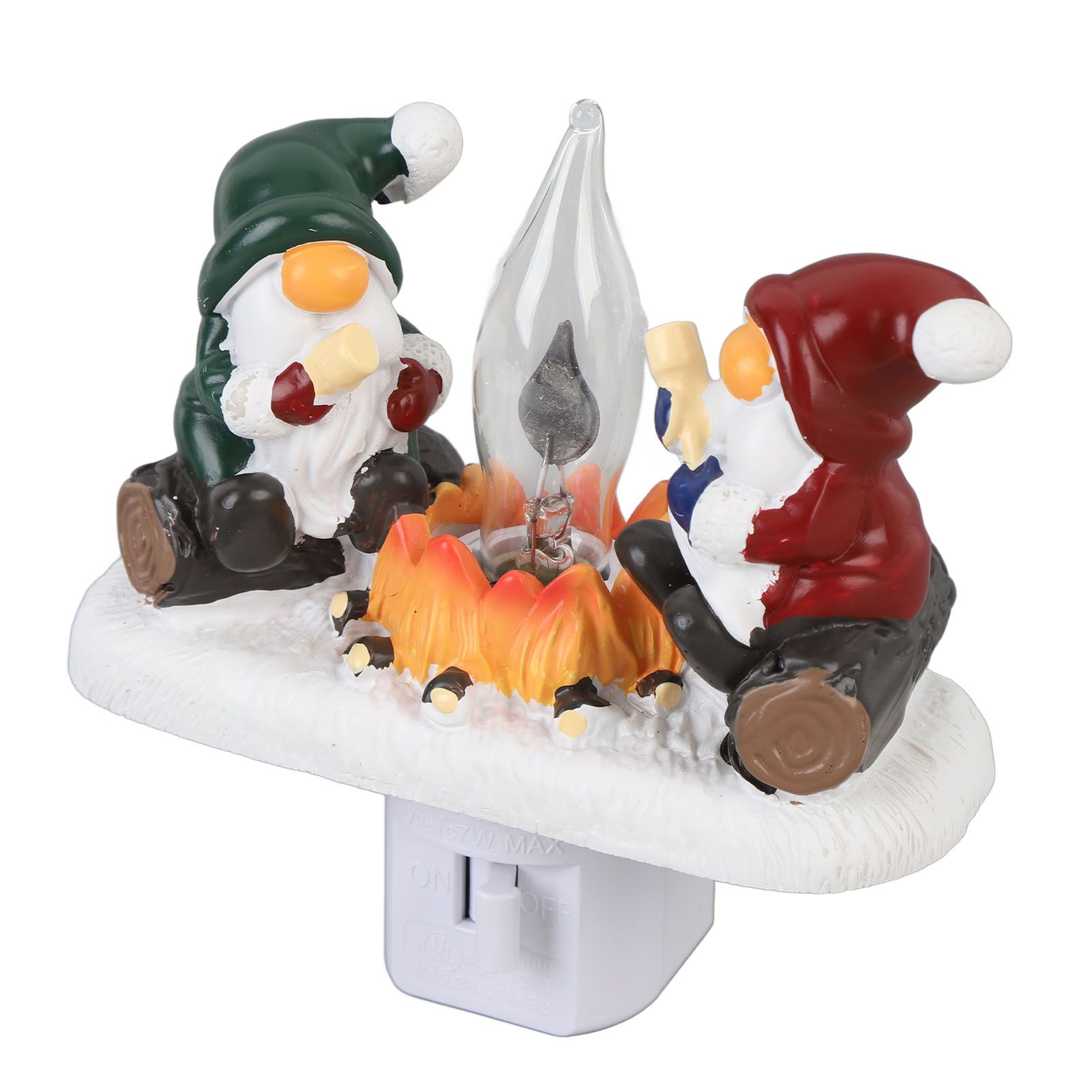 Xmas Night Light Plug in Xmas Campfire Flickering Light Resin Craft Decoration view 10