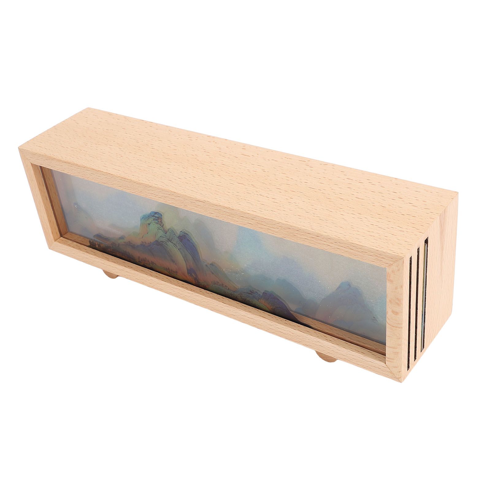 Desktop Lamp Box Rechargeable LED Acrylic Solid Wood Touch Control Stepless view 4