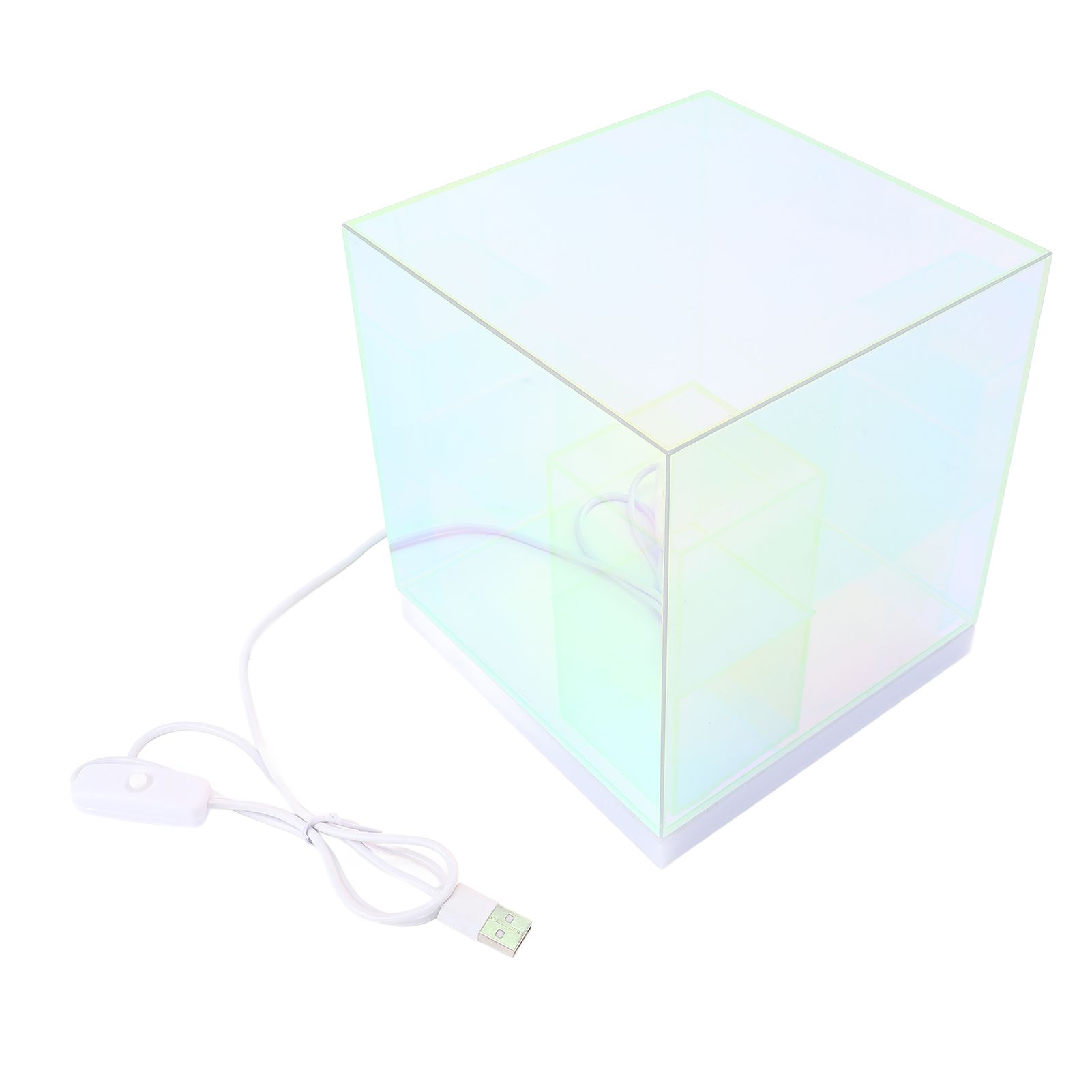 3D Cube LED Table Lamp RGB Colorful Clear Modern USB Square Table Night Light view 5