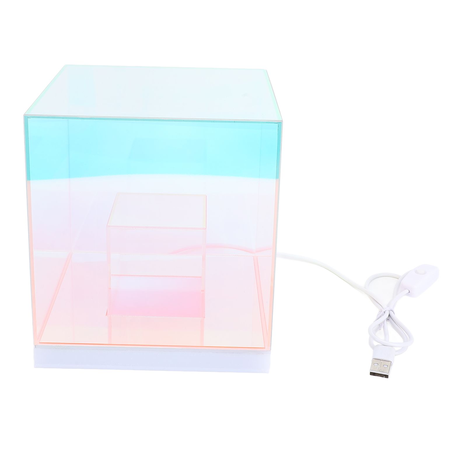 3D Cube LED Table Lamp RGB Colorful Clear Modern USB Square Table Night Light view 6