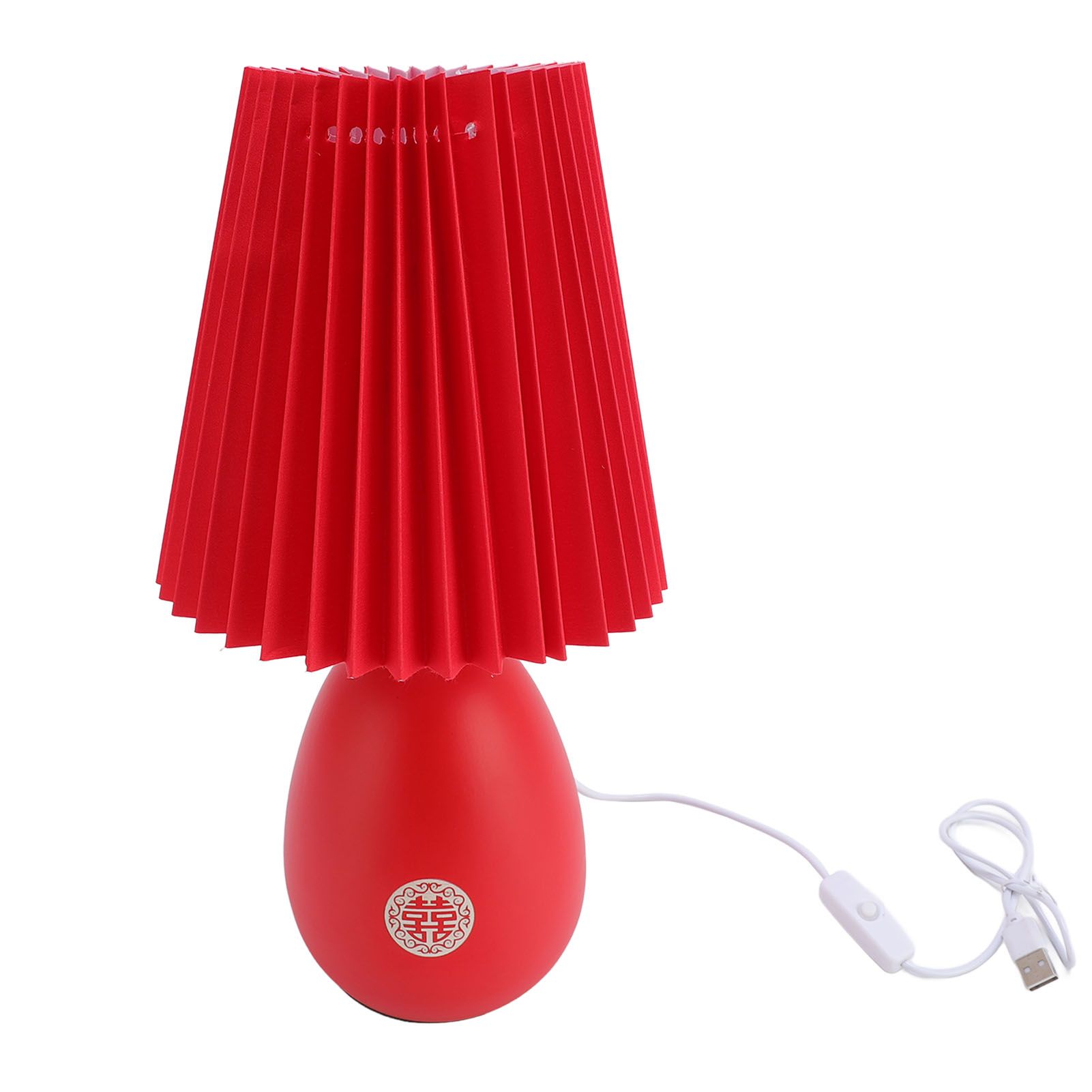 Red Pleated Table Lamp Beside Nightstand Lamp 3 Color Temperature Stepless view 9