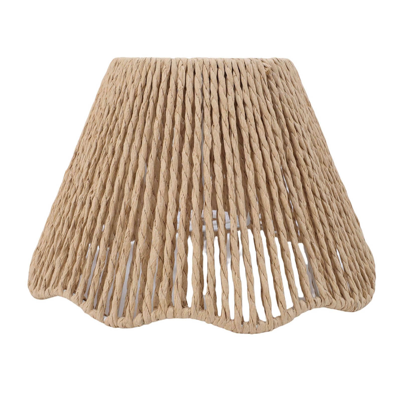 Rope Woven Desk Lampshade E27 E14 Decorative Waving Hem Lamp Shade for Kitchen view 3